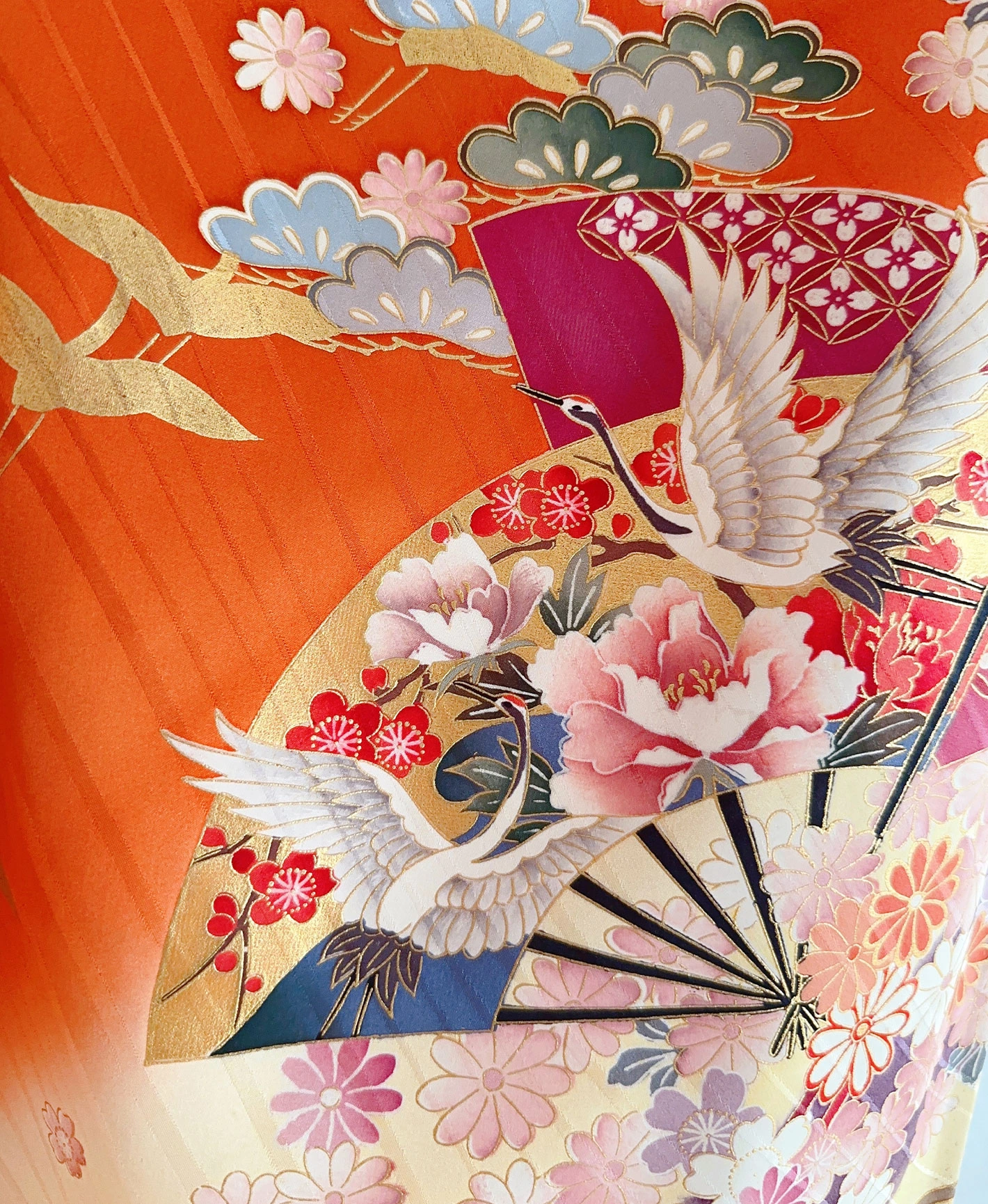Orange Crane Fan Furisode - Image 7