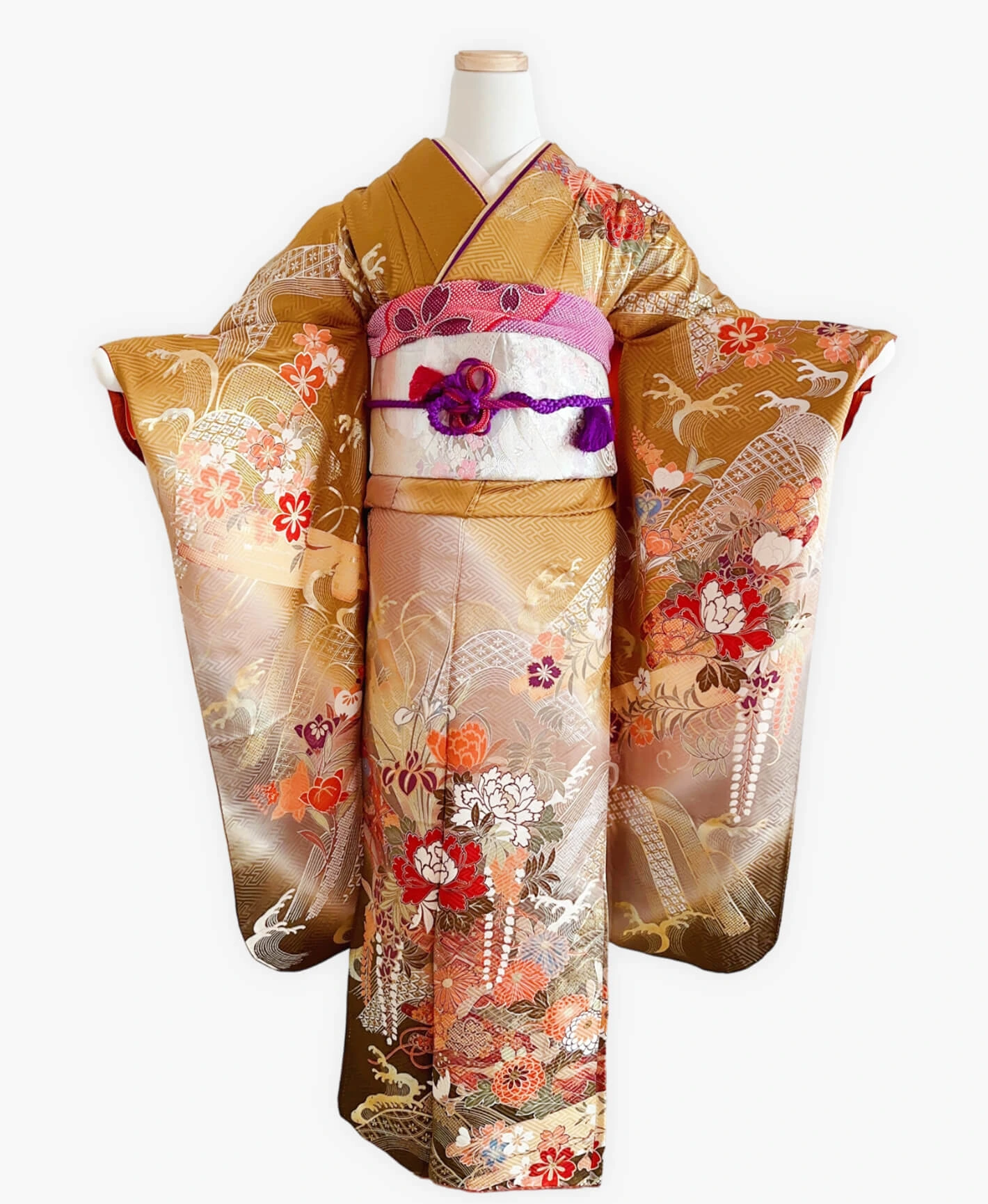 Orange Peony Auspicious Furisode - Image 1