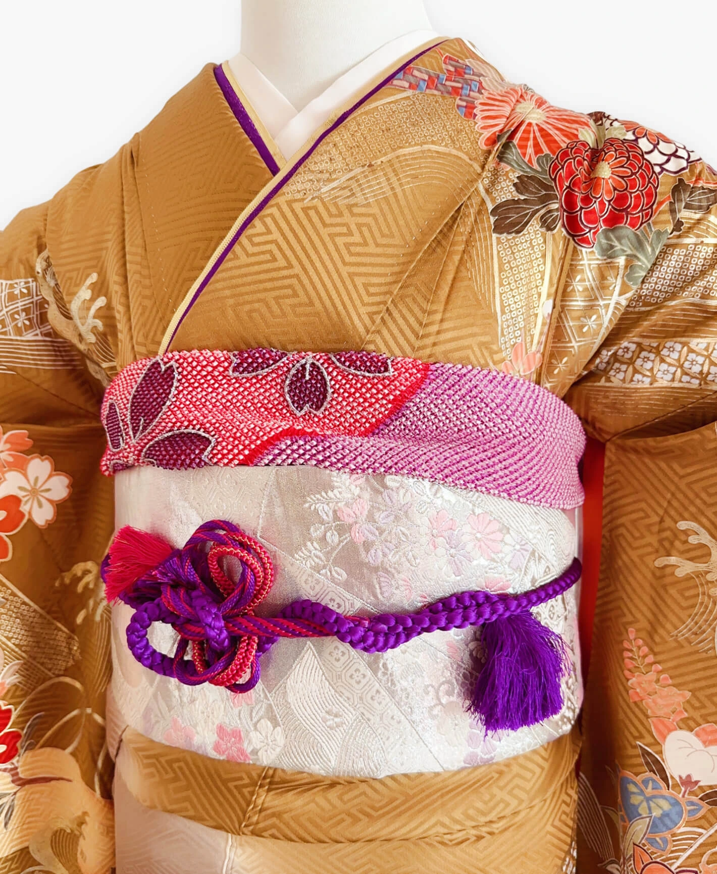 Orange Peony Auspicious Furisode - Image 3