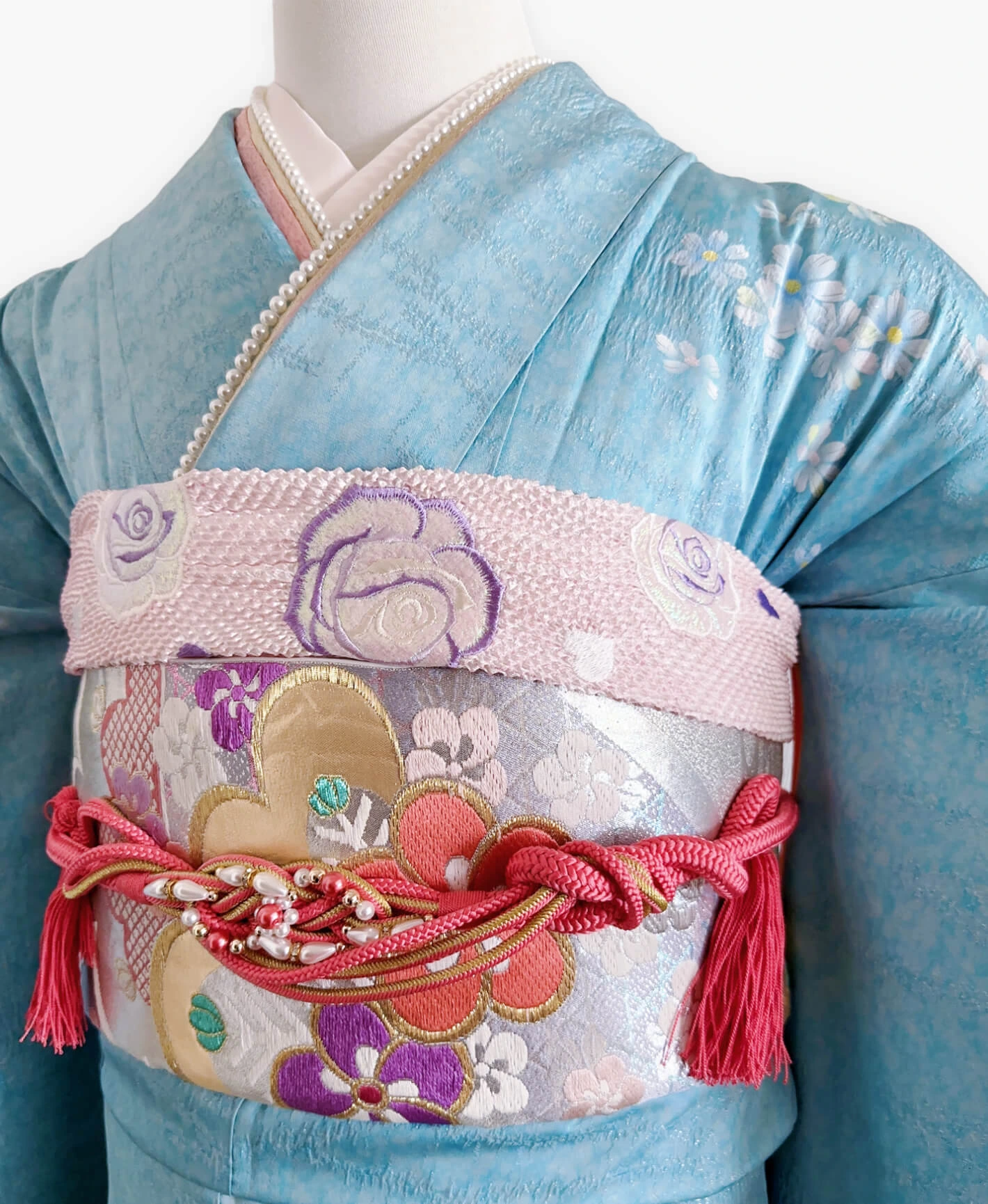 Sky Blue Flower Blizzard Furisode - Image 3