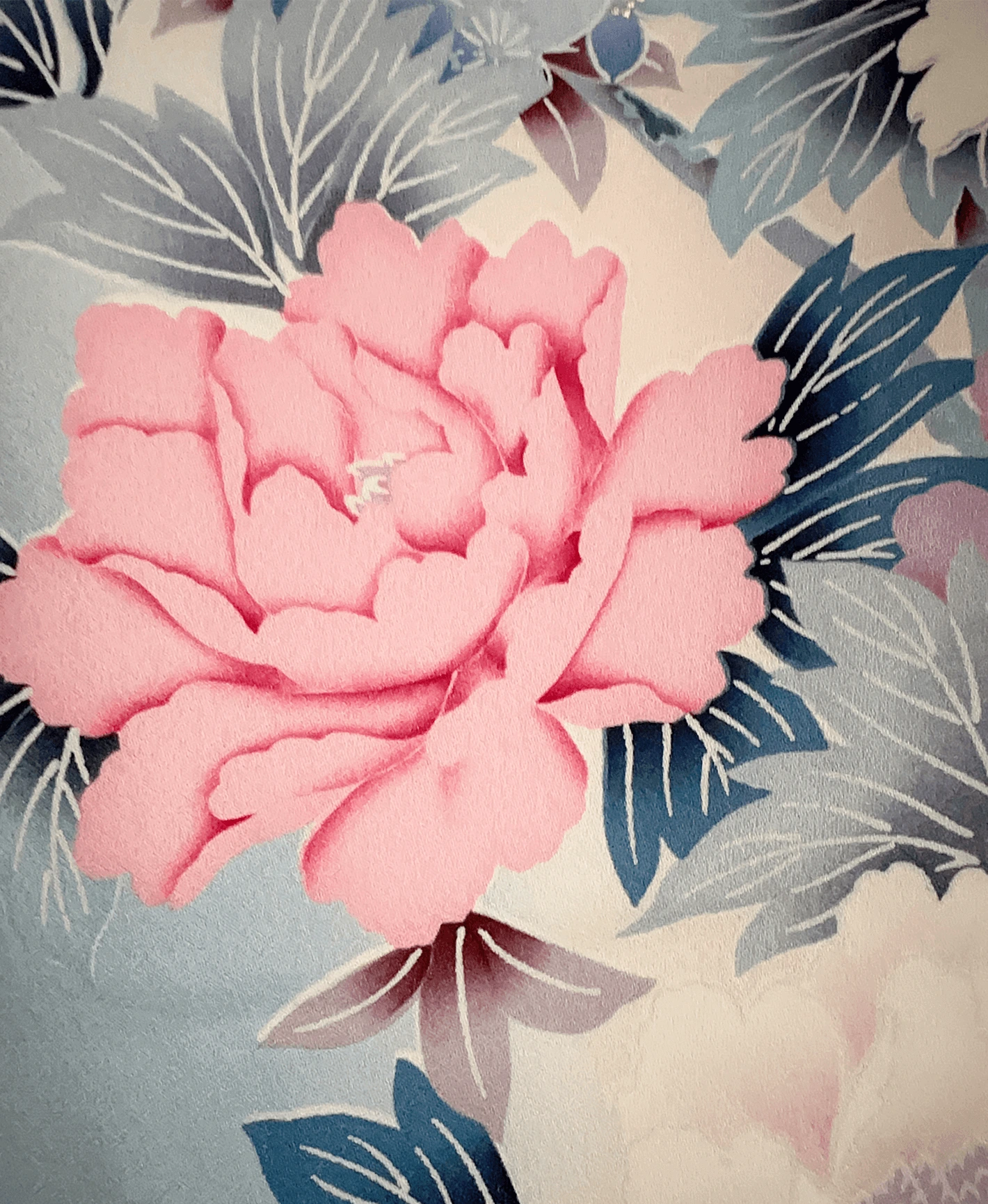 Light Blue Peacock Peony Furisode - Image 6