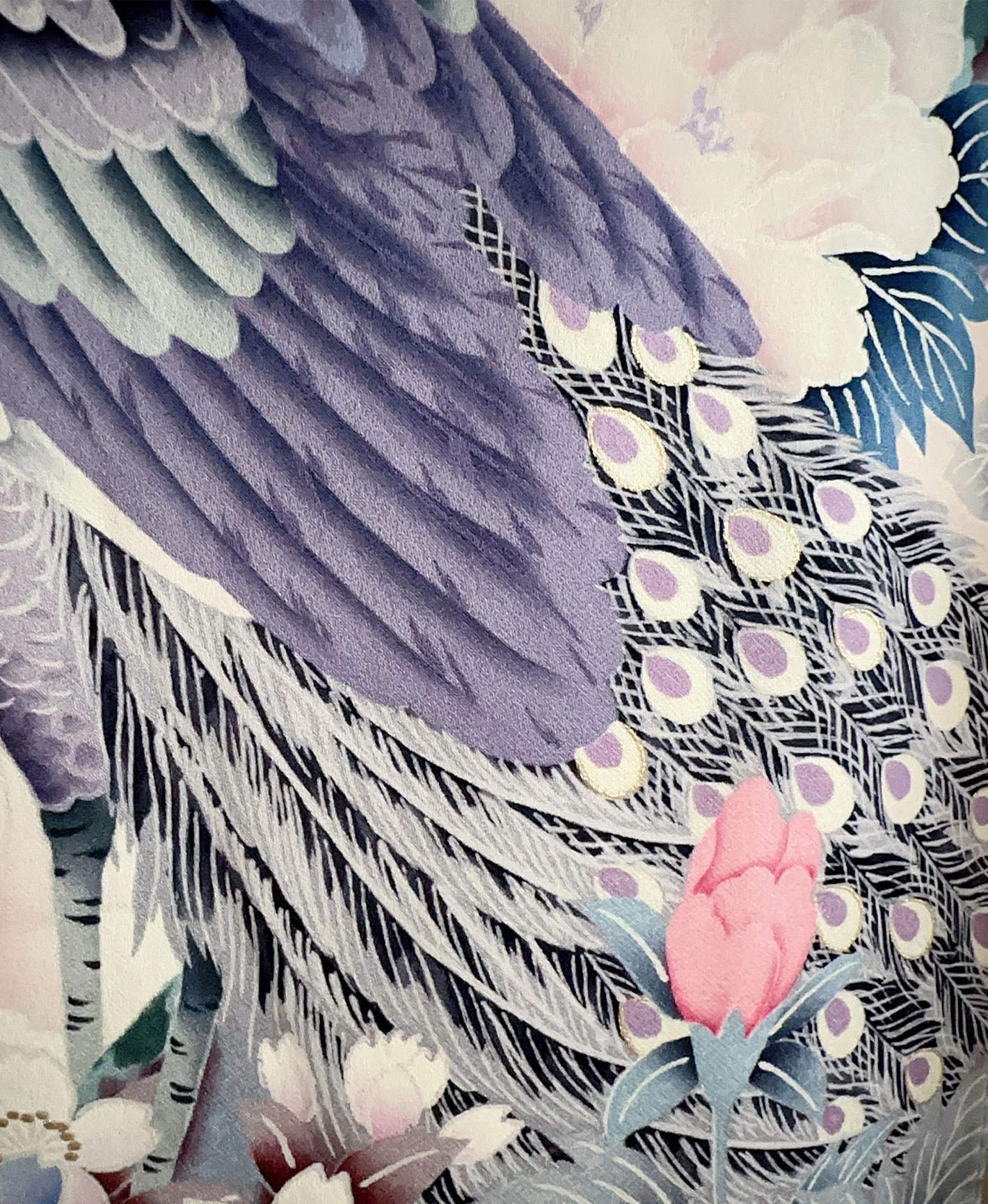 Light Blue Peacock Peony Furisode - Image 8