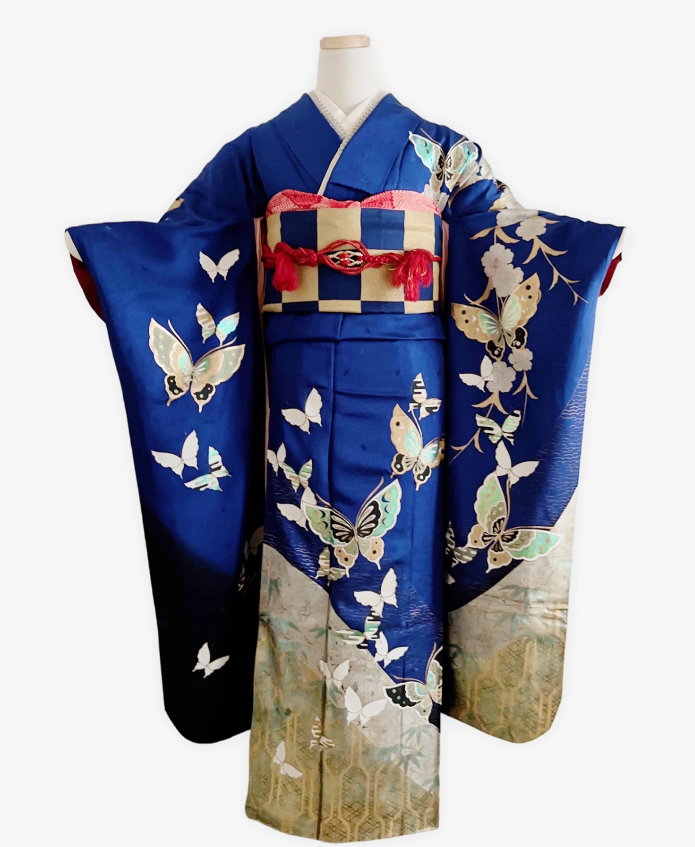 Navy Bamboo Butterfly Furisode - Image 1
