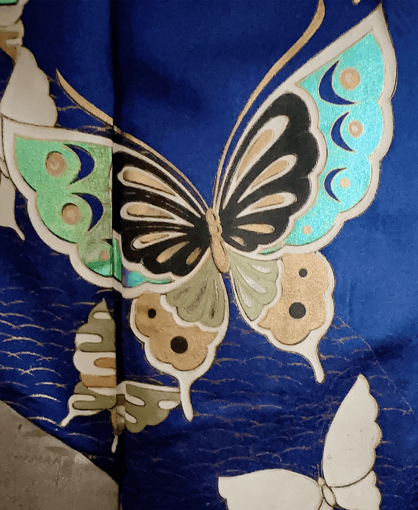 Navy Bamboo Butterfly Furisode - Image 6