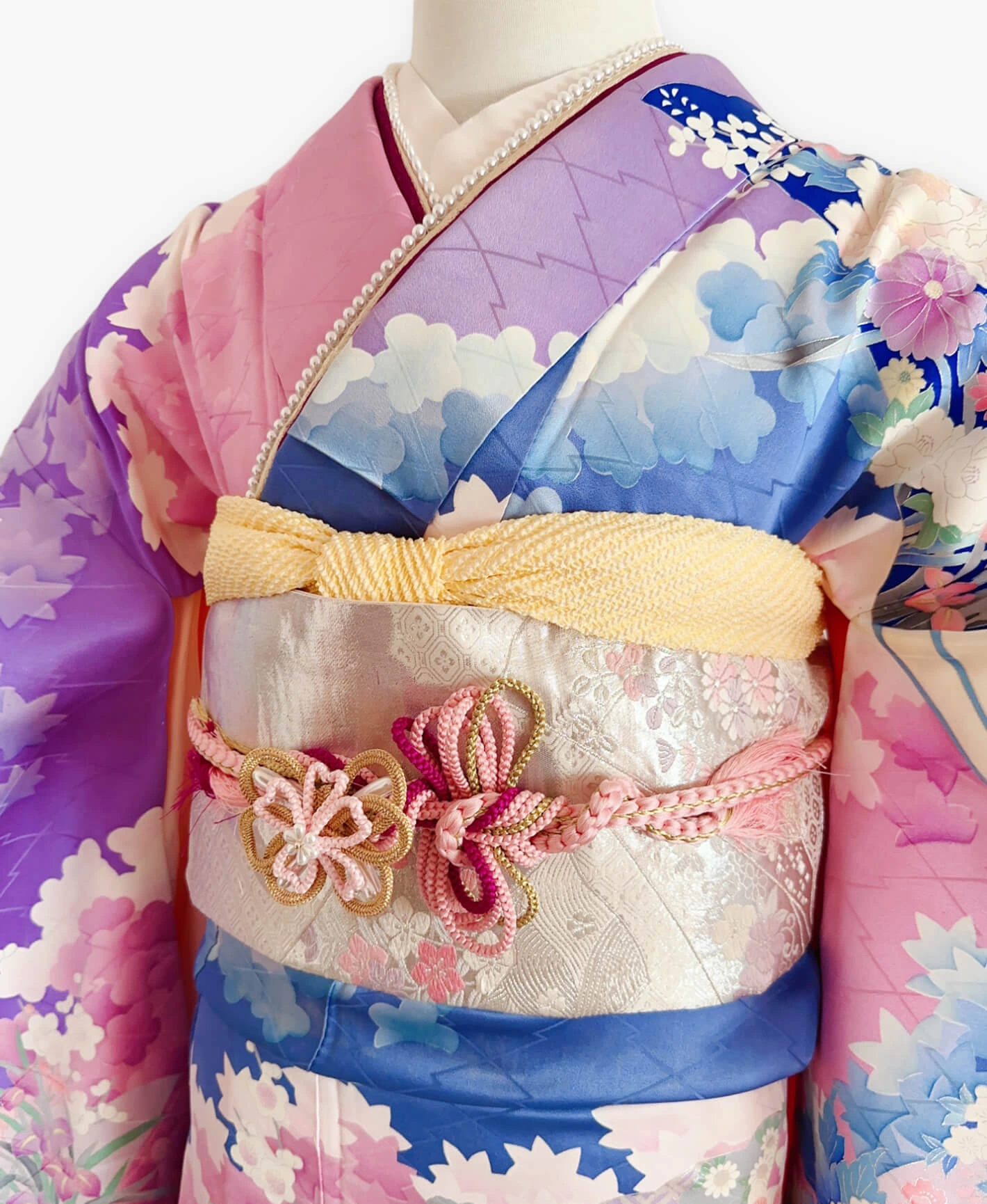 Purple Landscape Floral Furisode - Image 3