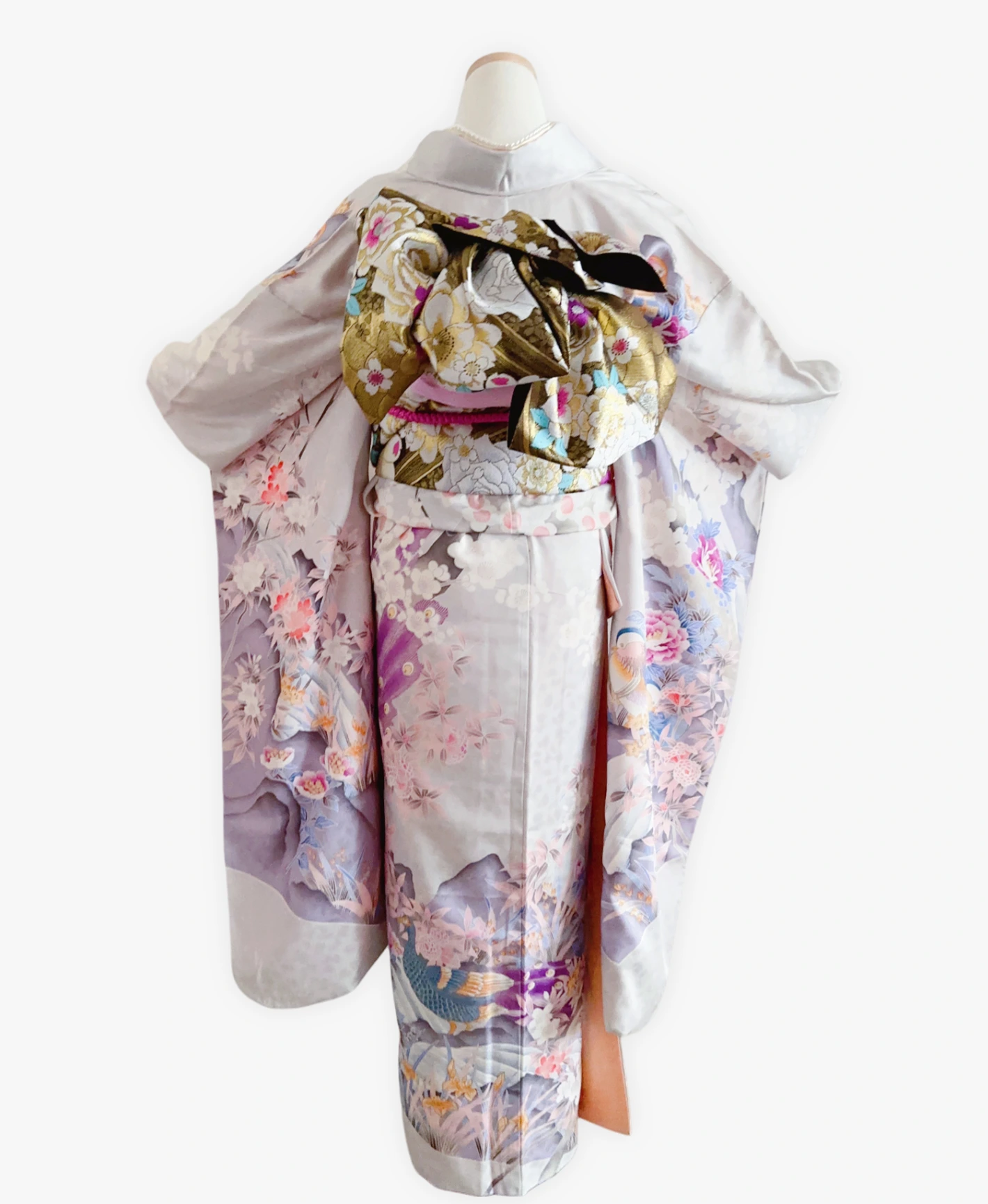 Plum Grey Mandarin Duck Furisode - Image 2