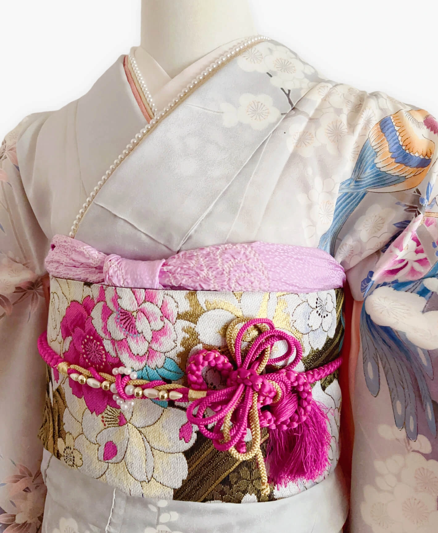 Plum Grey Mandarin Duck Furisode - Image 3