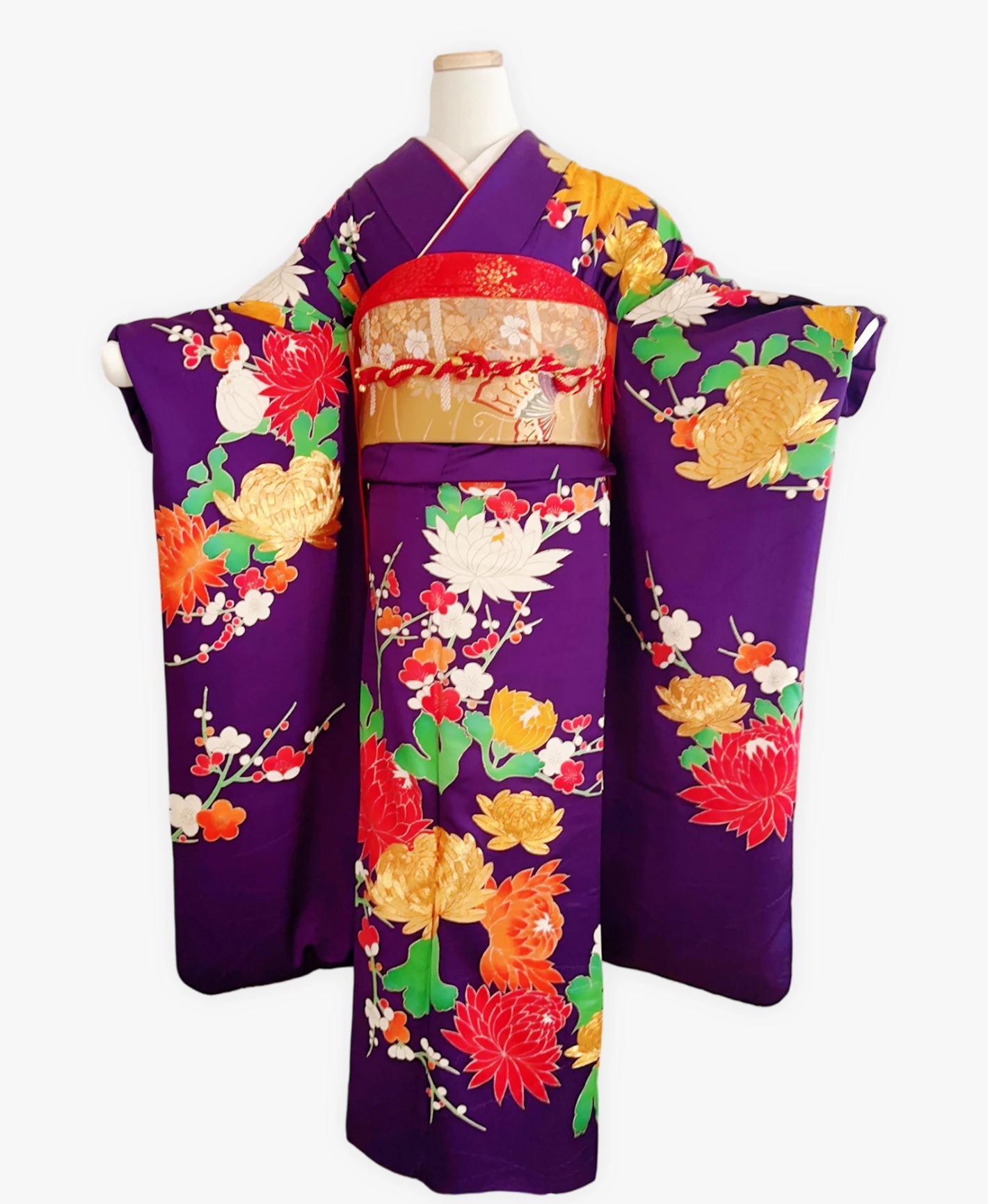 Purple Chrysanthemum Floral Furisode - Image 1
