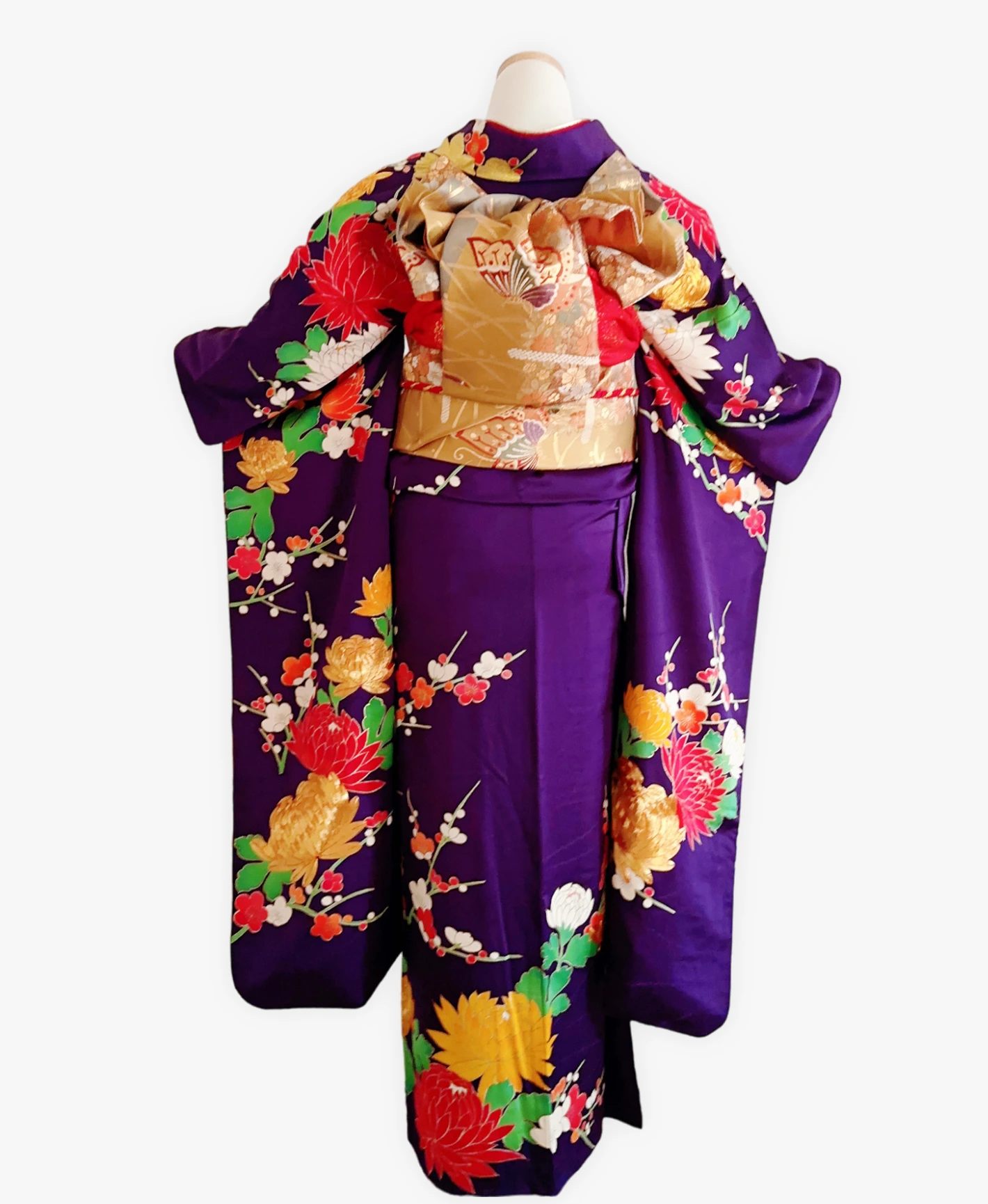 Purple Chrysanthemum Floral Furisode - Image 2