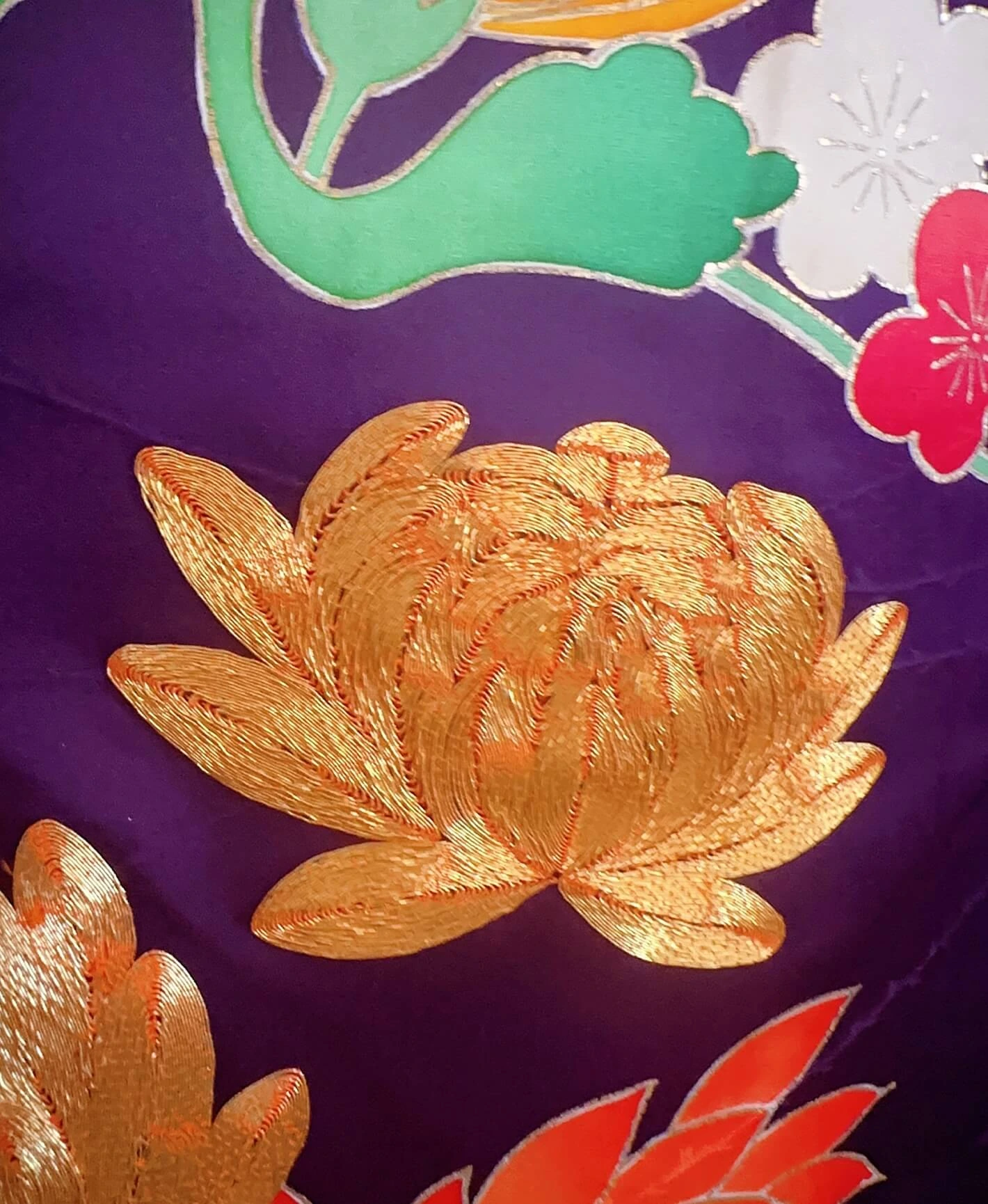 Purple Chrysanthemum Floral Furisode - Image 6