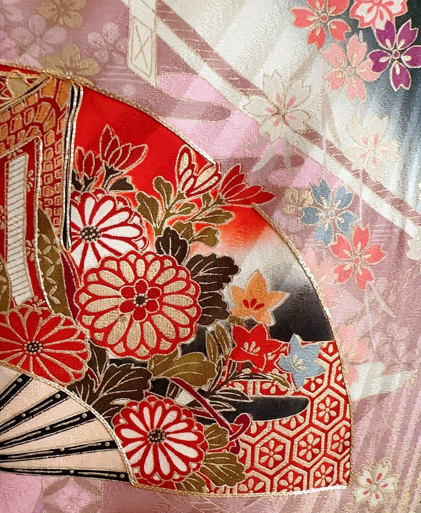 Black Weeping Sakura Fan Furisode - Image 6