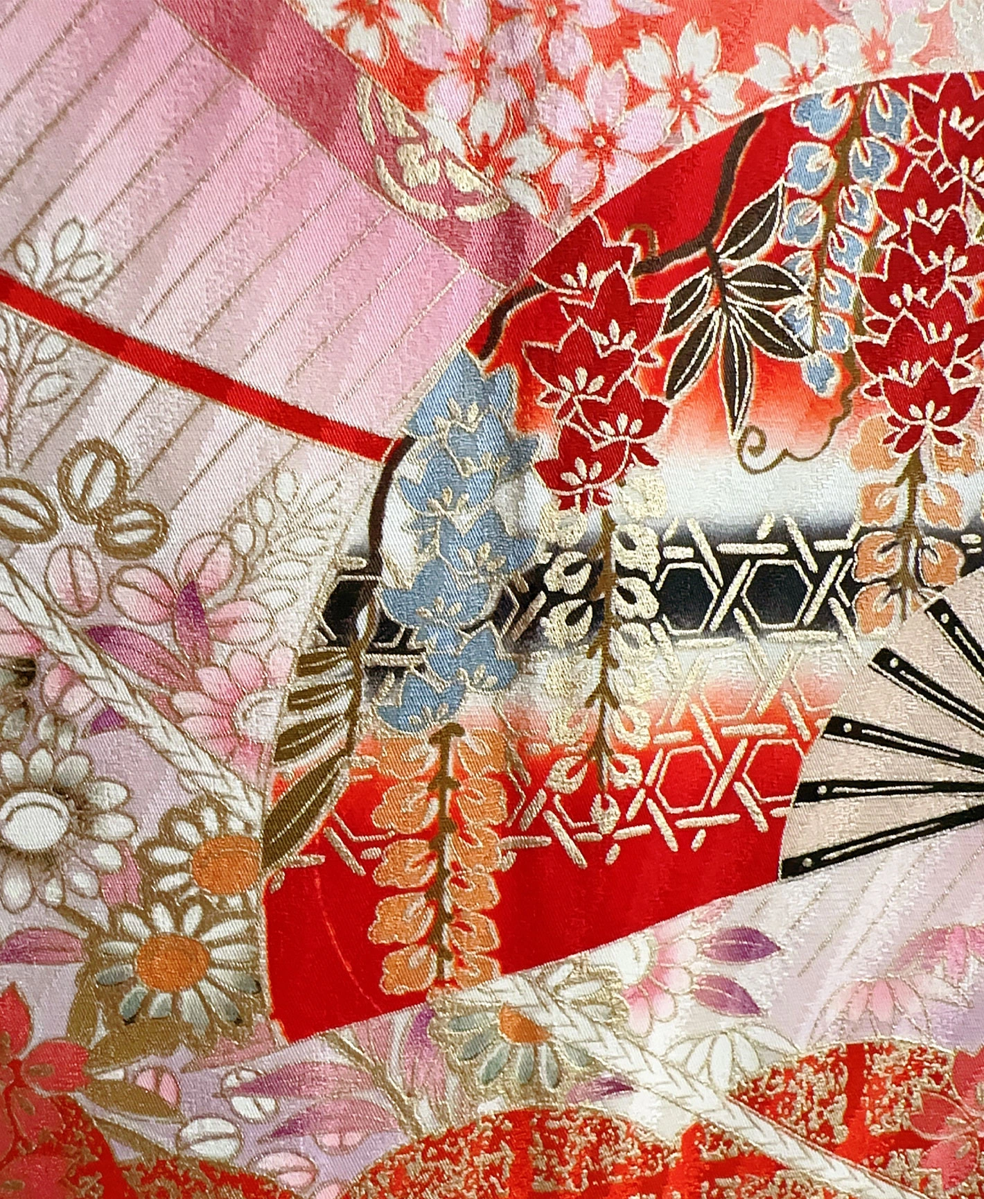 Black Weeping Sakura Fan Furisode - Image 9
