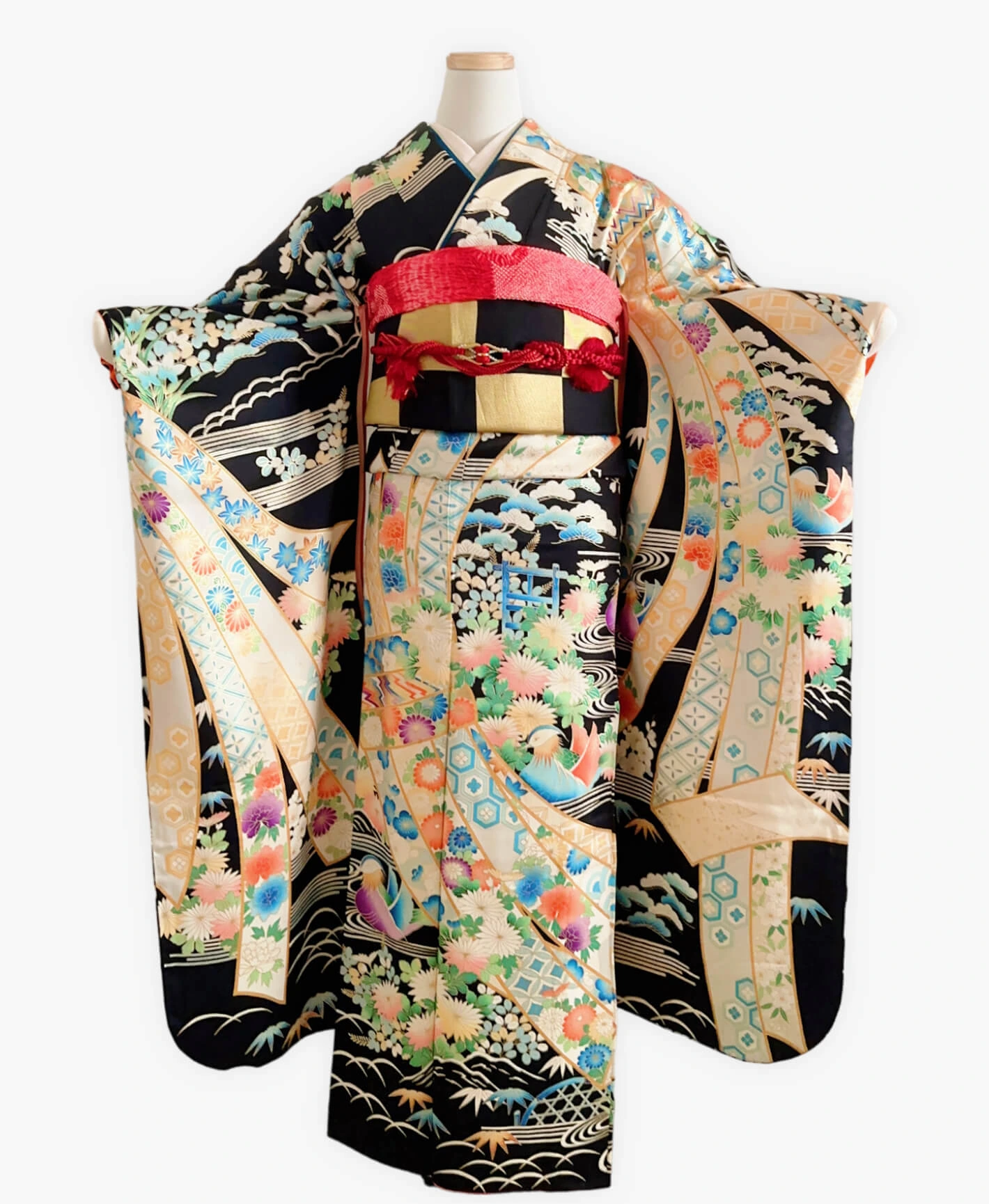 Black Auspicious Noshi Furisode - Image 1