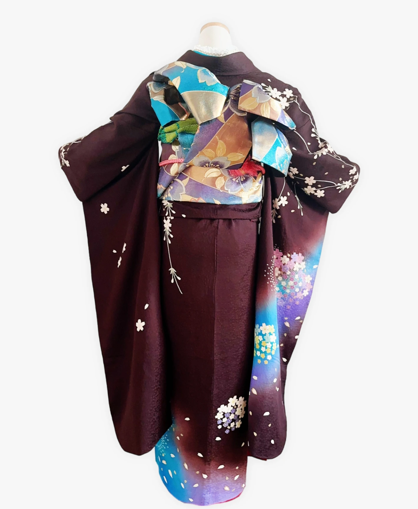 Black Weeping Sakura Petals Furisode - Image 2