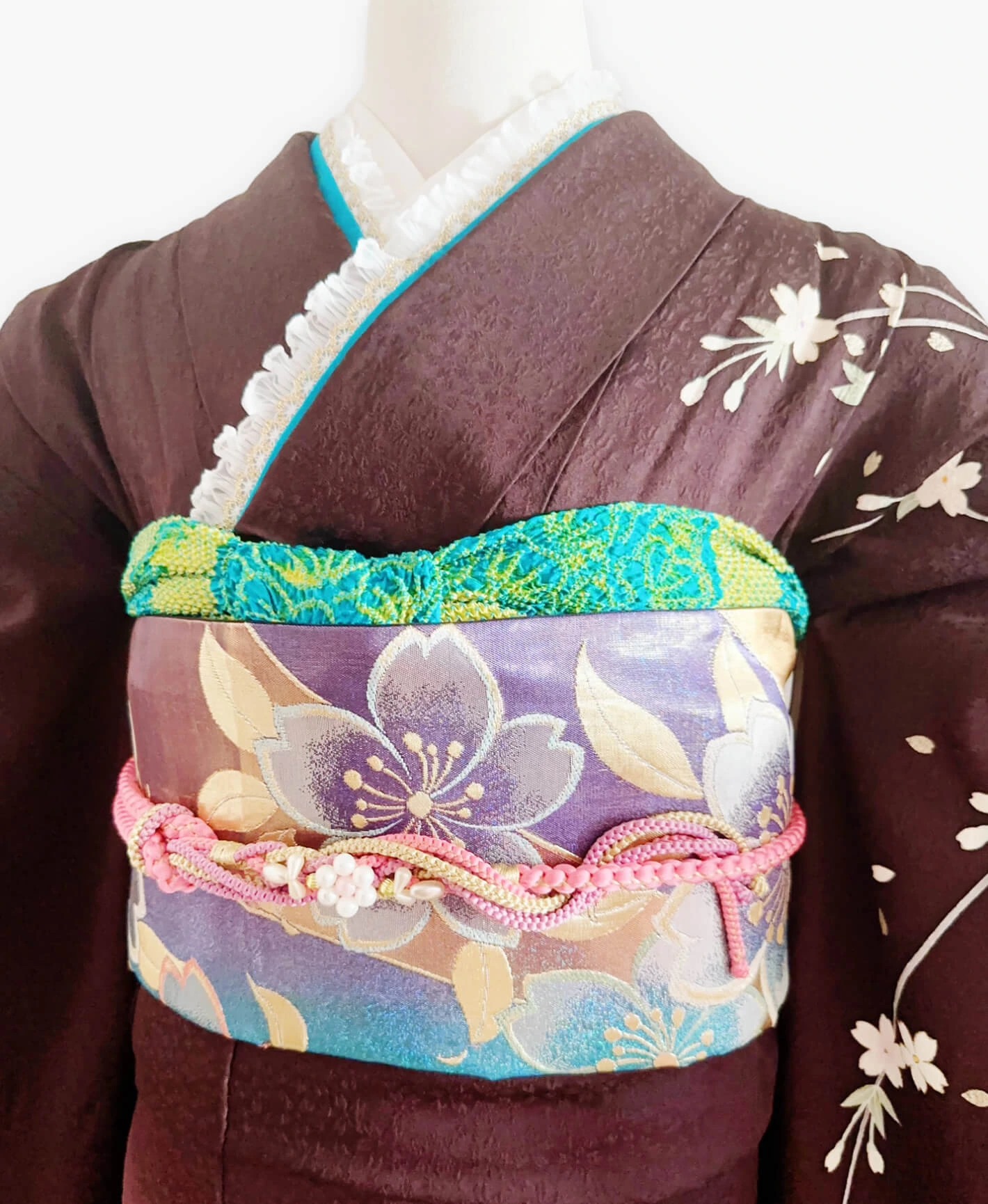 Black Weeping Sakura Petals Furisode - Image 3