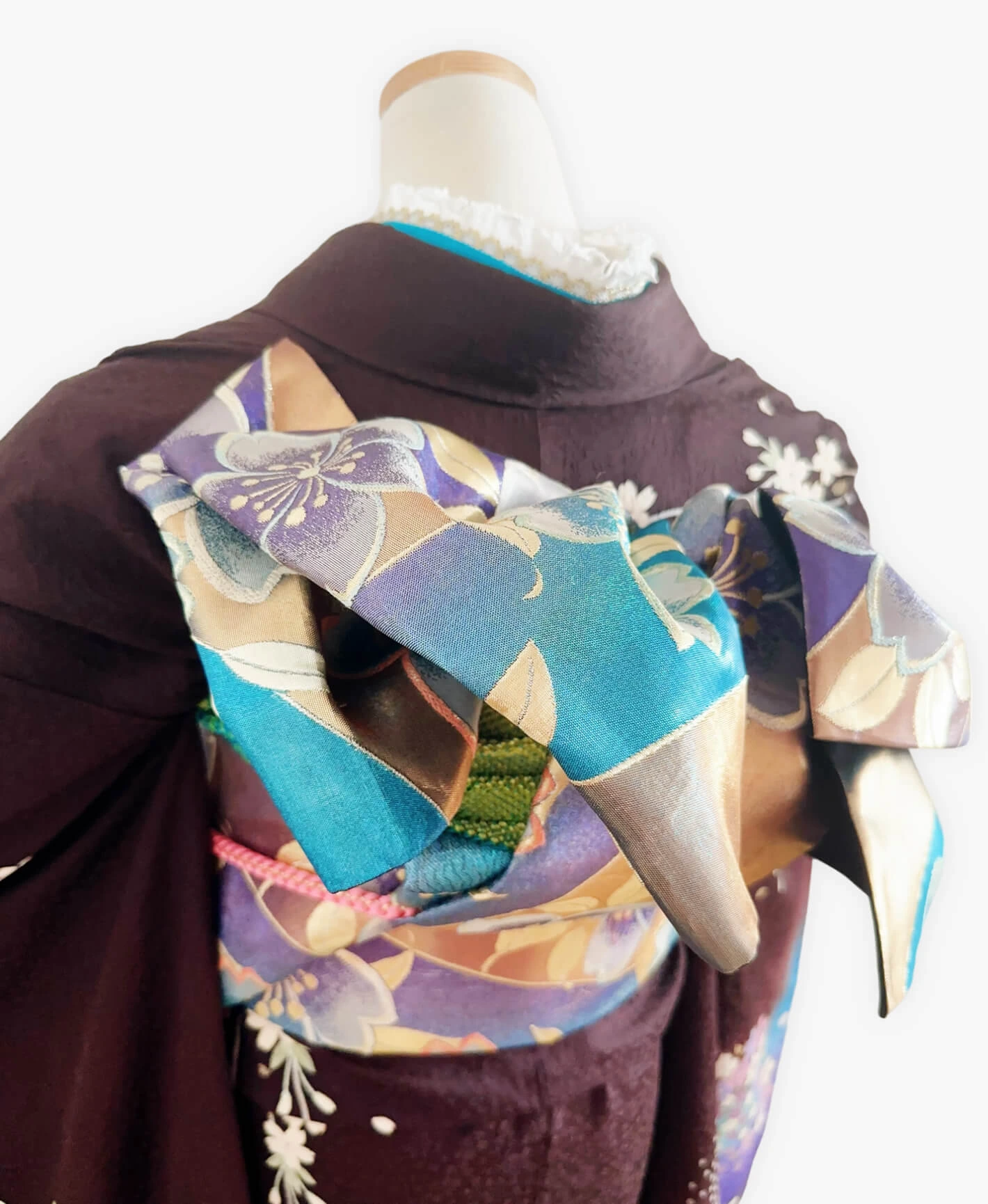 Black Weeping Sakura Petals Furisode - Image 4