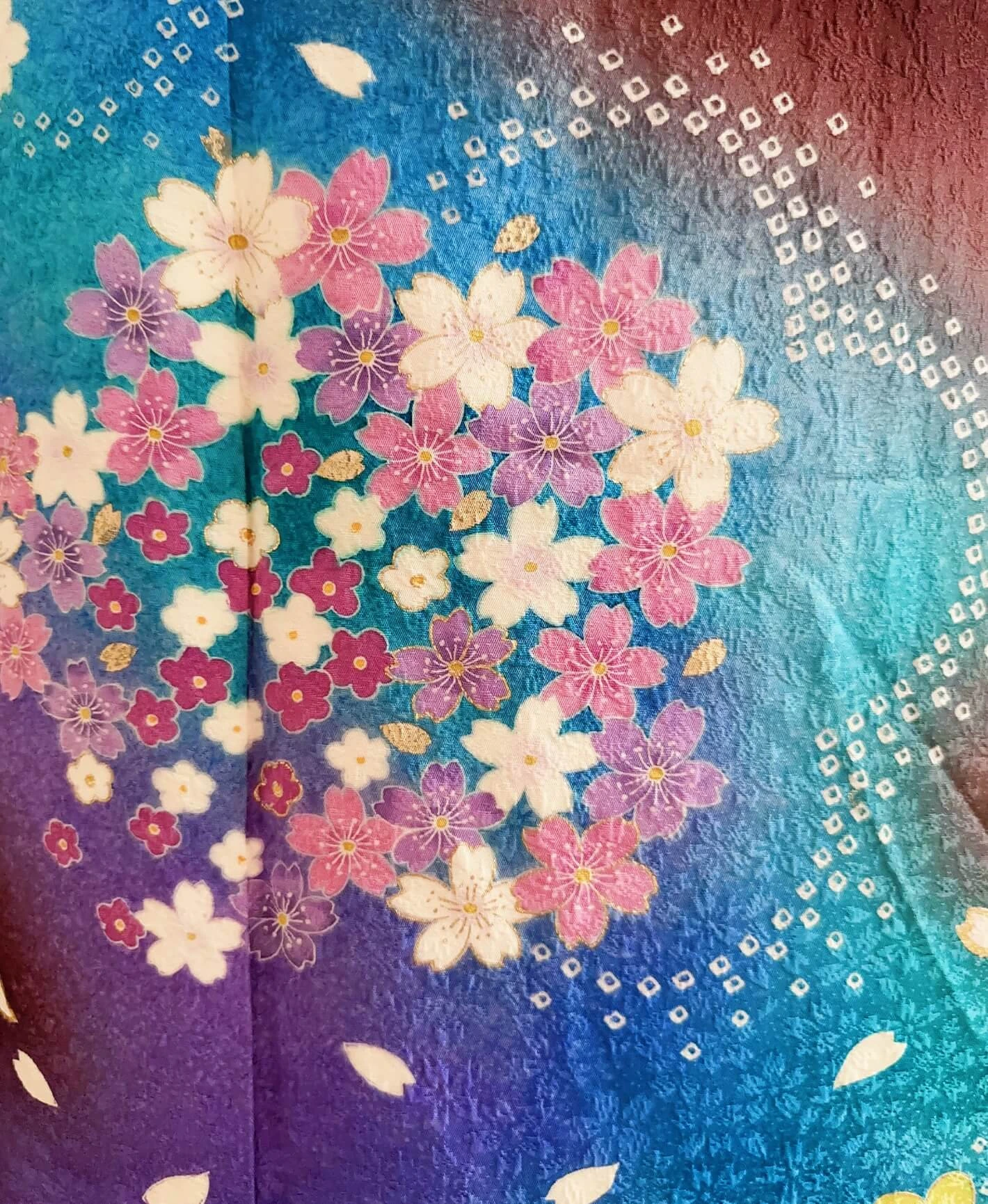 Black Weeping Sakura Petals Furisode - Image 6