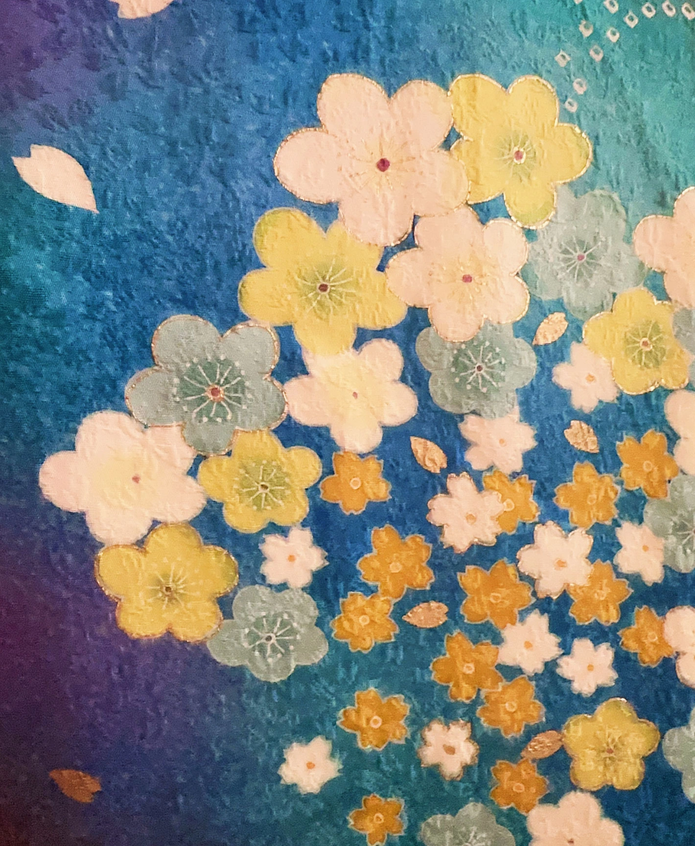 Black Weeping Sakura Petals Furisode - Image 8