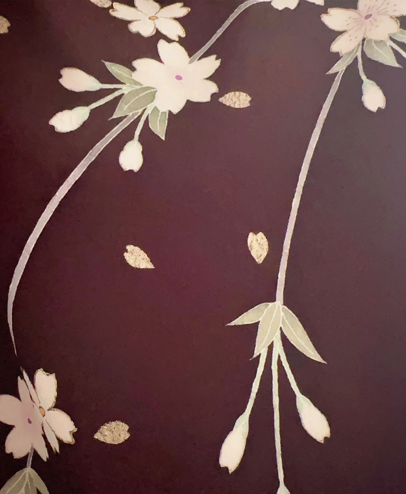 Black Weeping Sakura Petals Furisode - Image 9