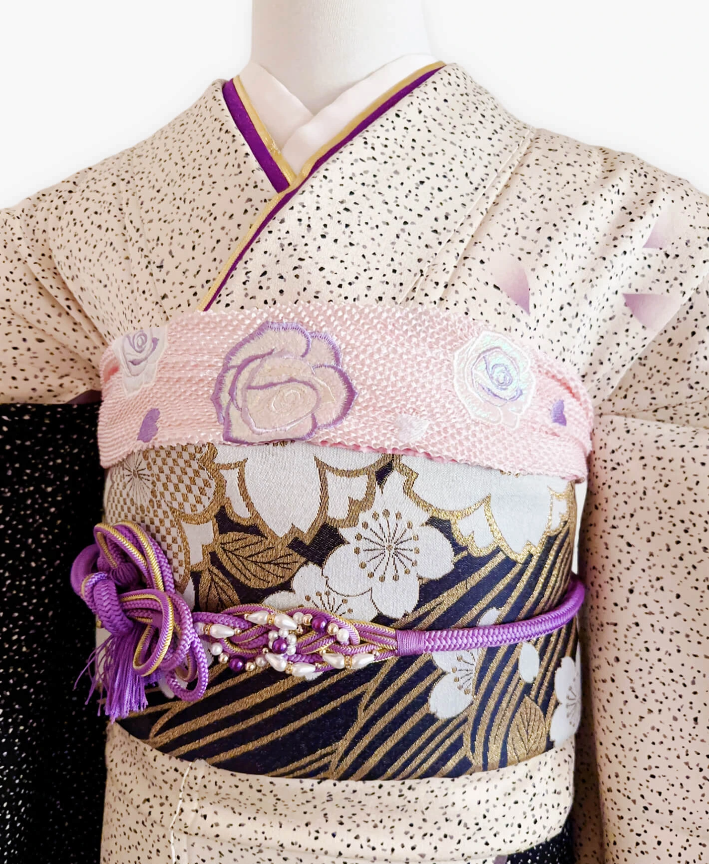 Black Temari Stream Furisode - Image 3