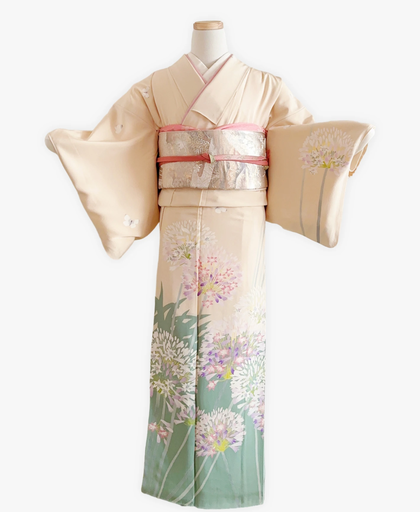 Beige Artist Floral Homongi - Image 1