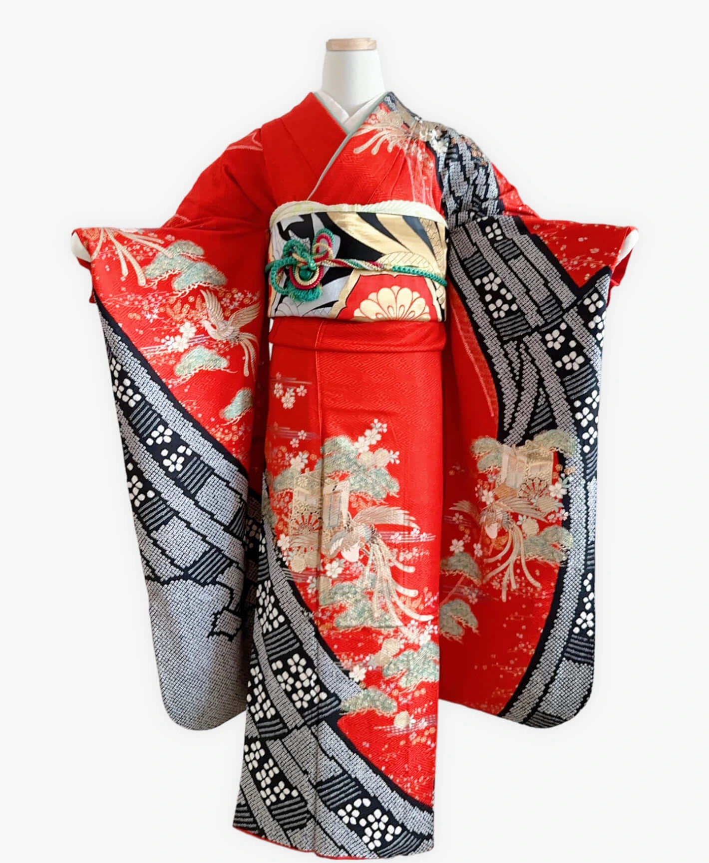 Red Phoenix Imperial Carriage Furisode - Image 1