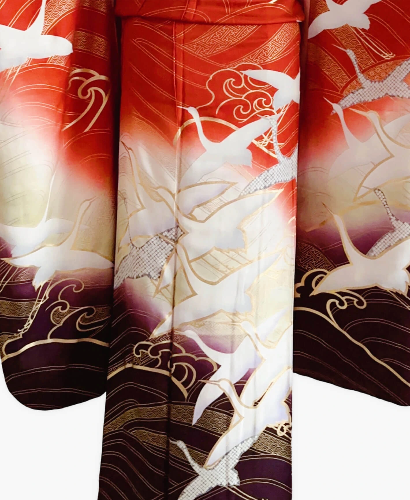 Red Crane Wave Furisode - Image 5