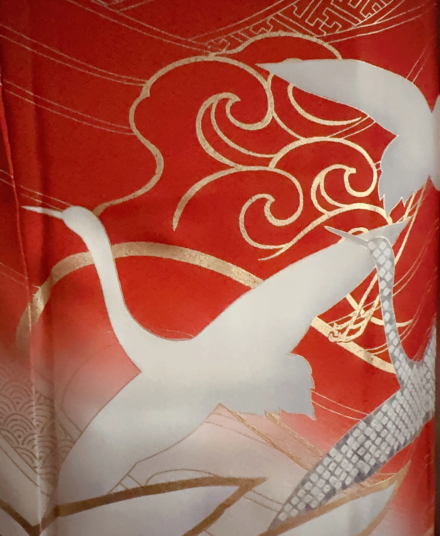 Red Crane Wave Furisode - Image 7