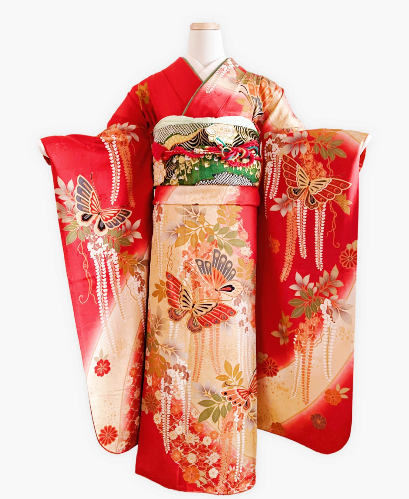Scarlet Wisteria Butterfly Furisode