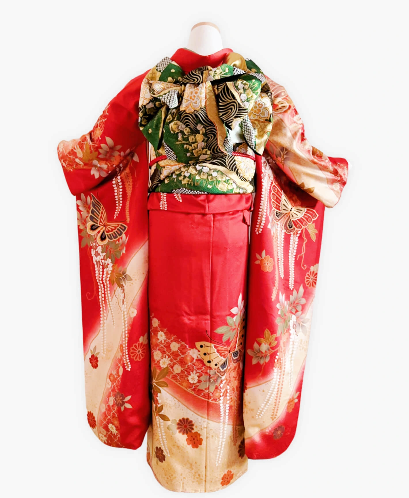 Scarlet Wisteria Butterfly Furisode