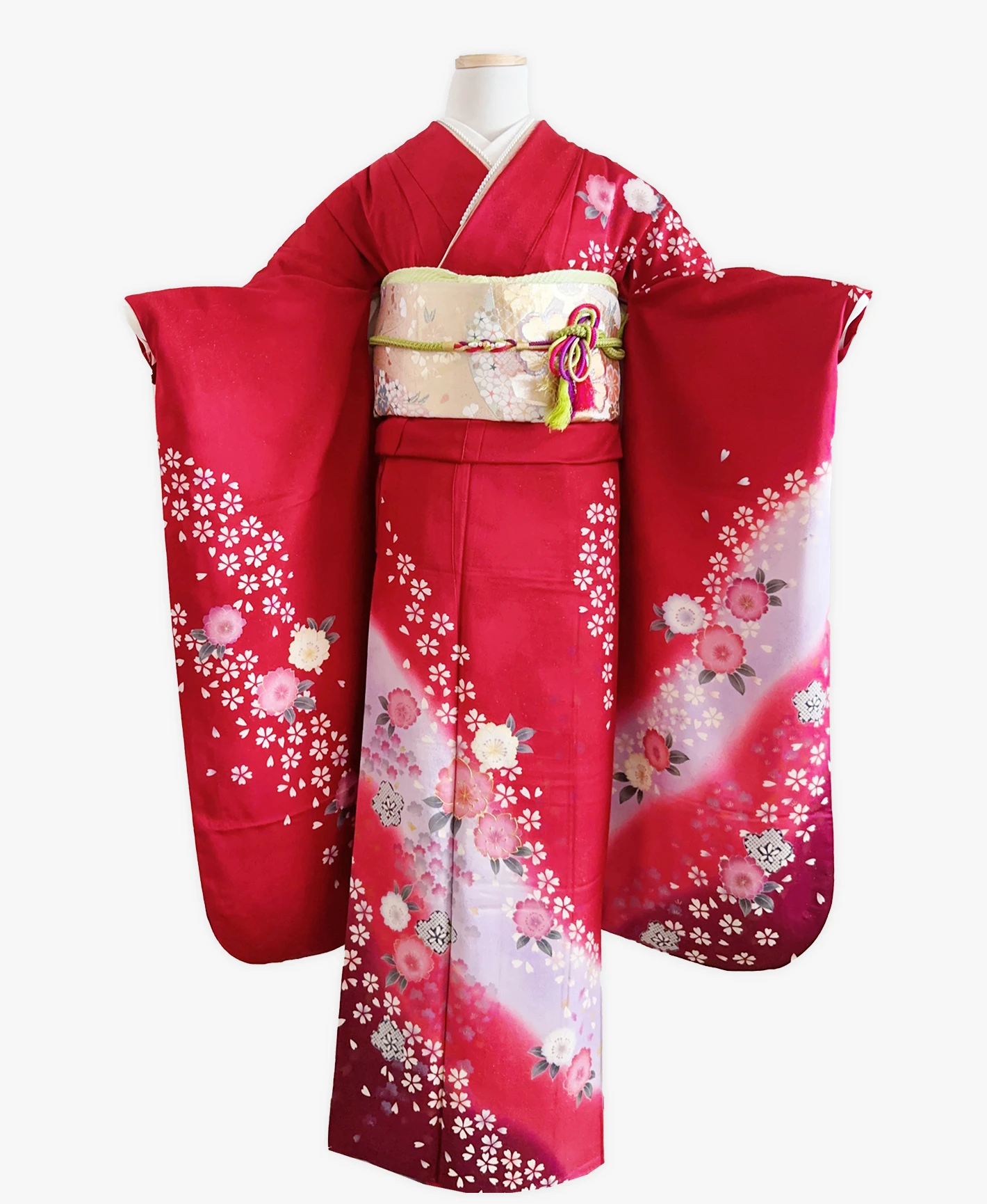 Crimson Falling Sakura Furisode - Image 1