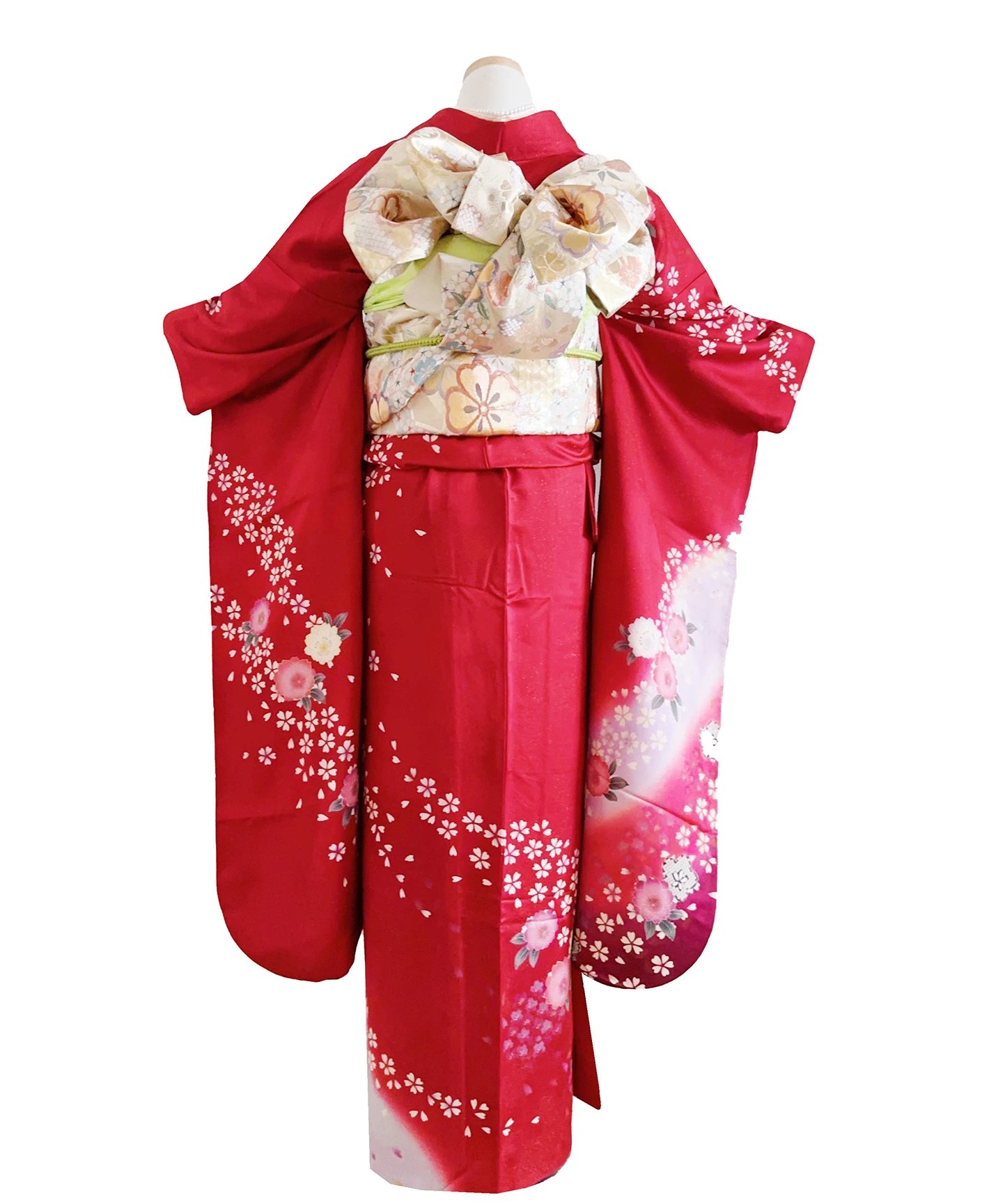 Crimson Falling Sakura Furisode - Image 2