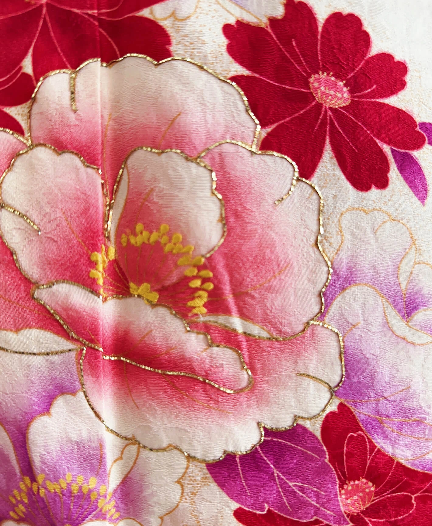 Deep Scarlet Floral Furisode - Image 6