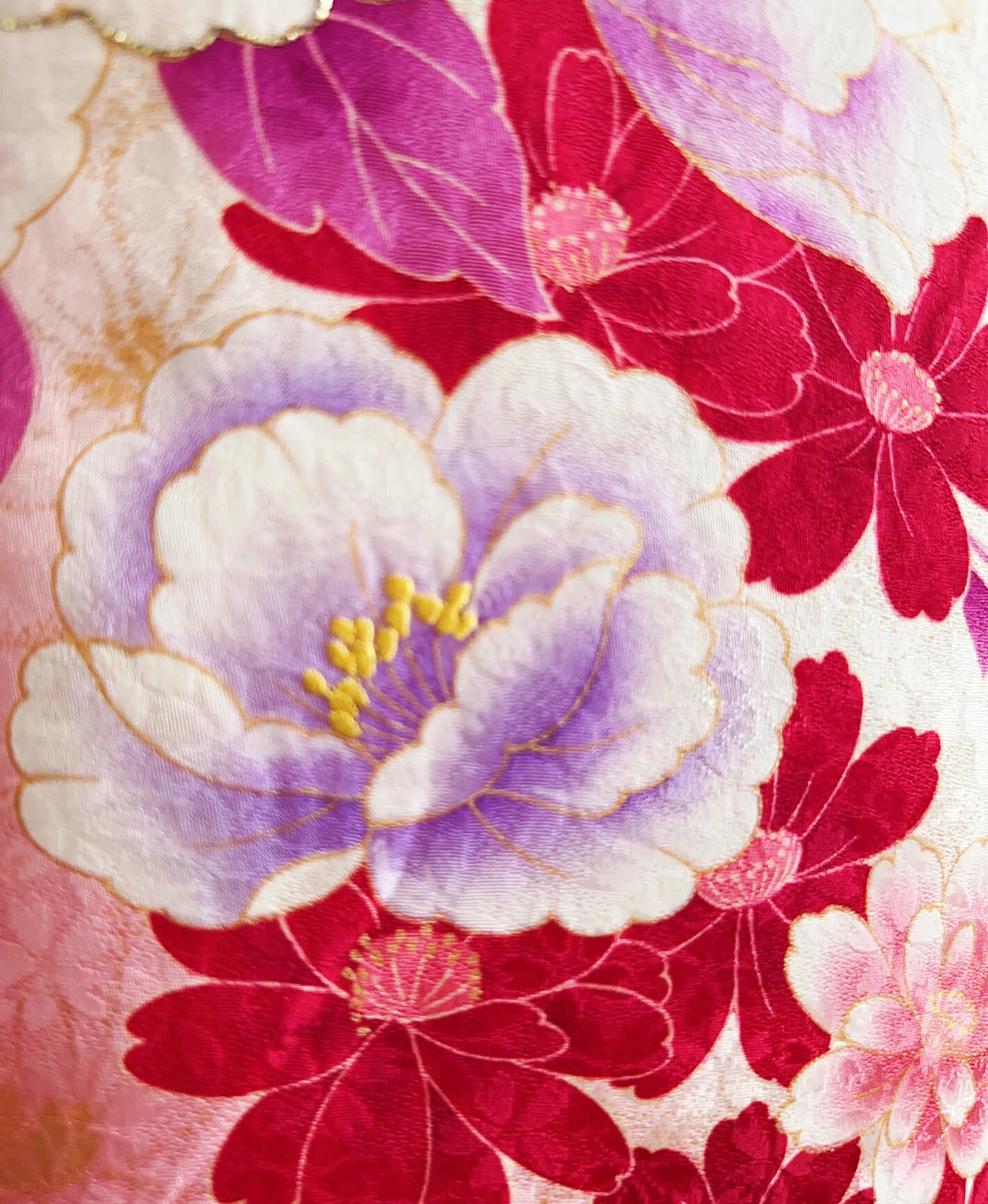 Deep Scarlet Floral Furisode - Image 8