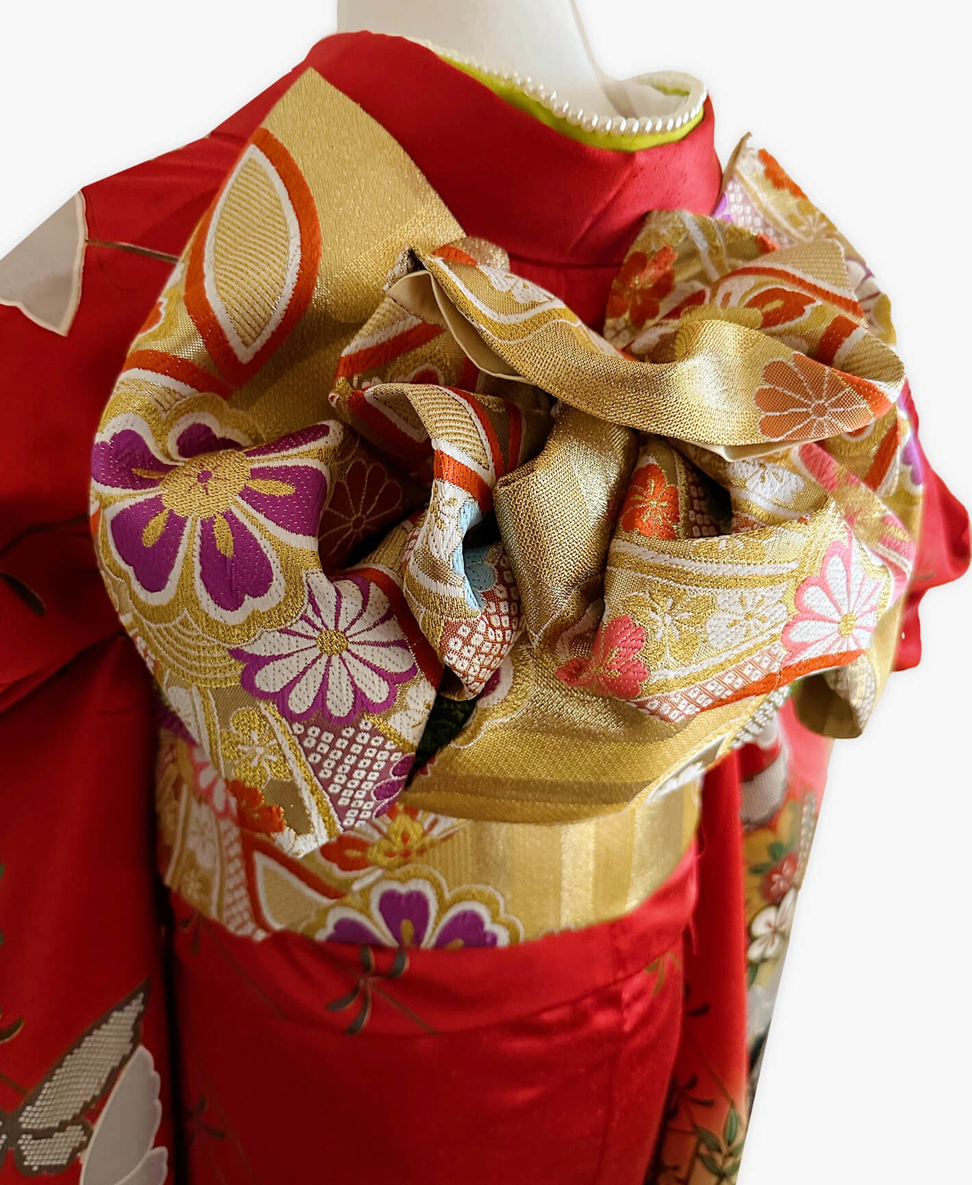 Deep Scarlet Butterfly Furisode - Image 4