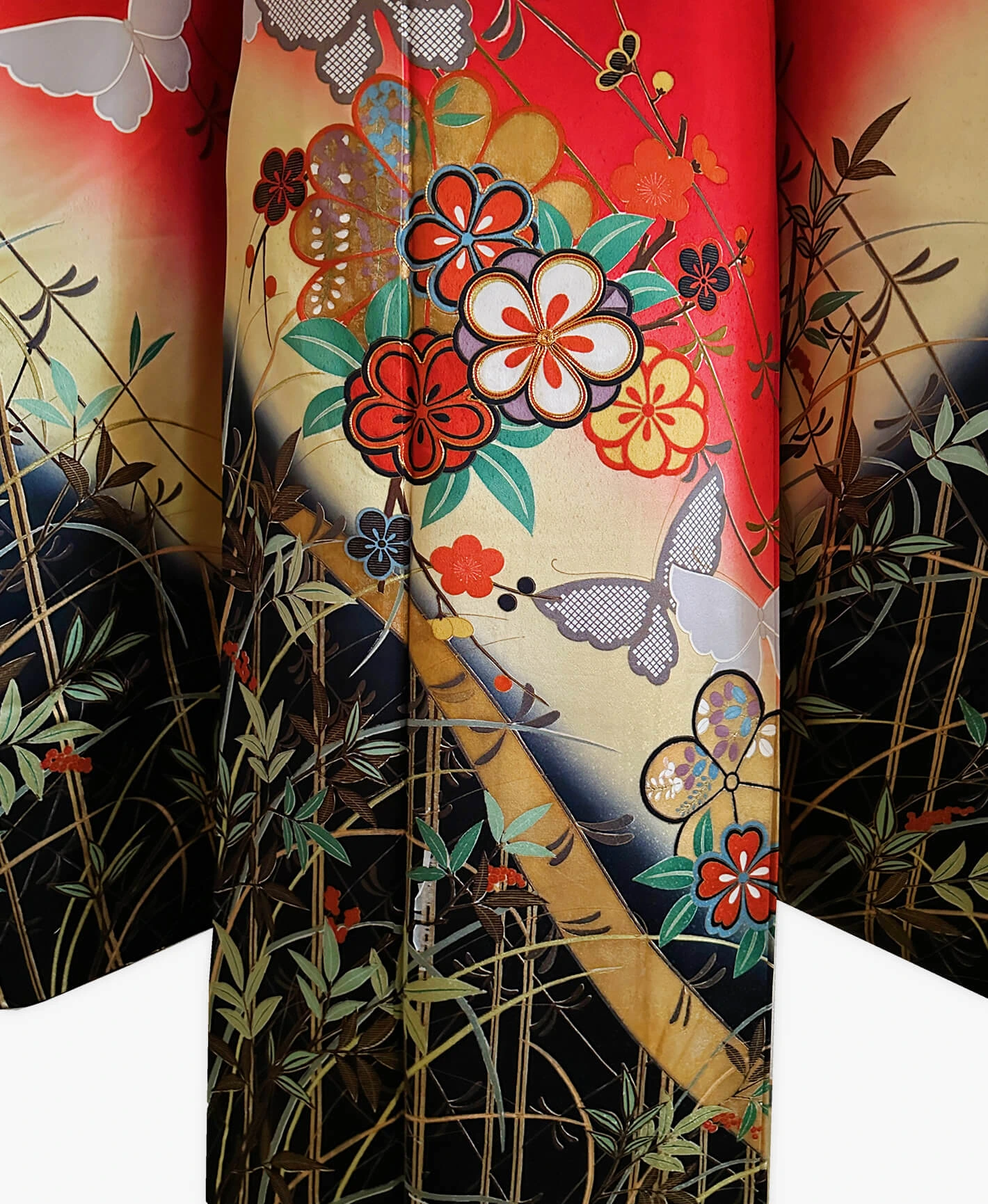 Deep Scarlet Butterfly Furisode - Image 5