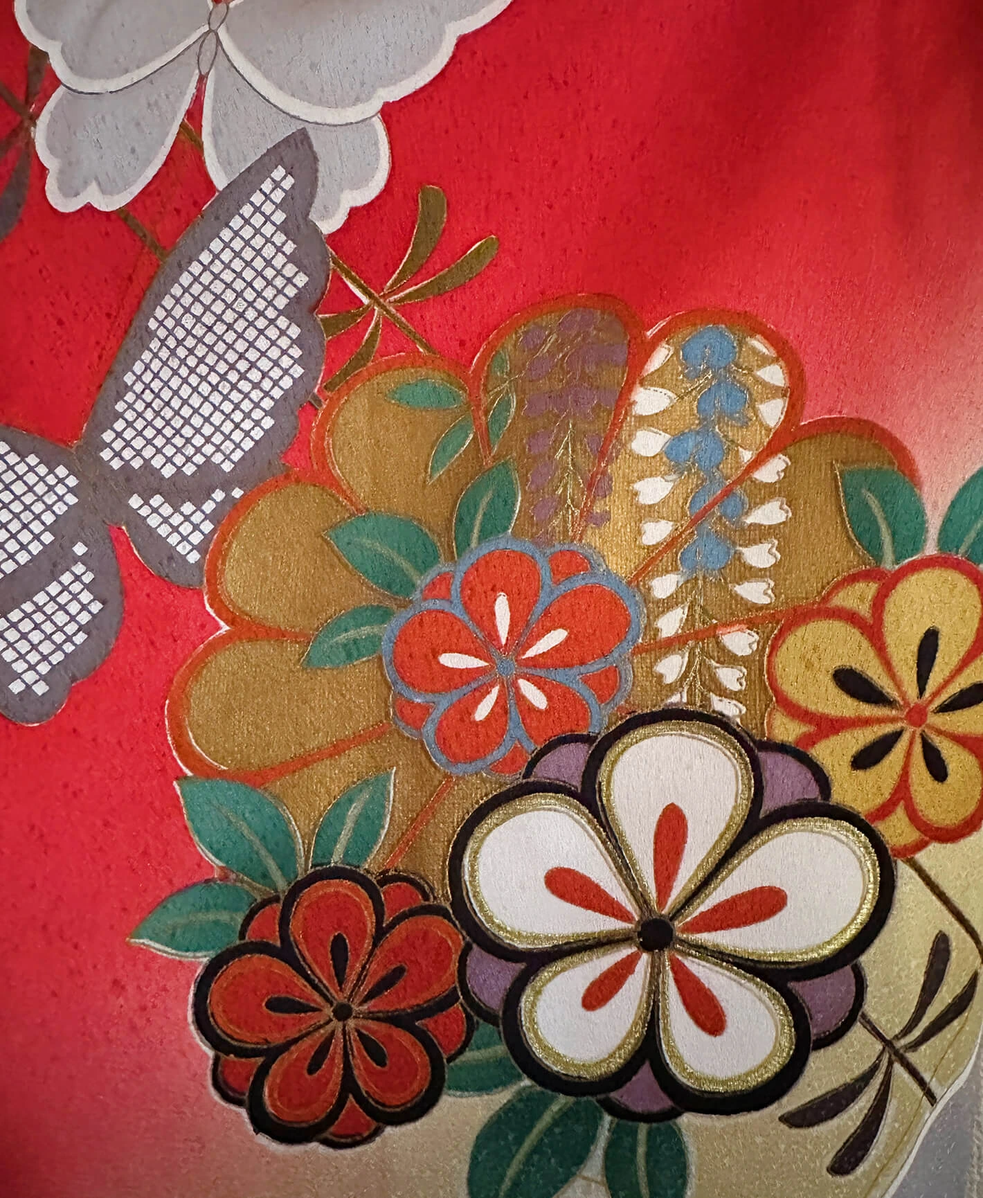 Deep Scarlet Butterfly Furisode - Image 7