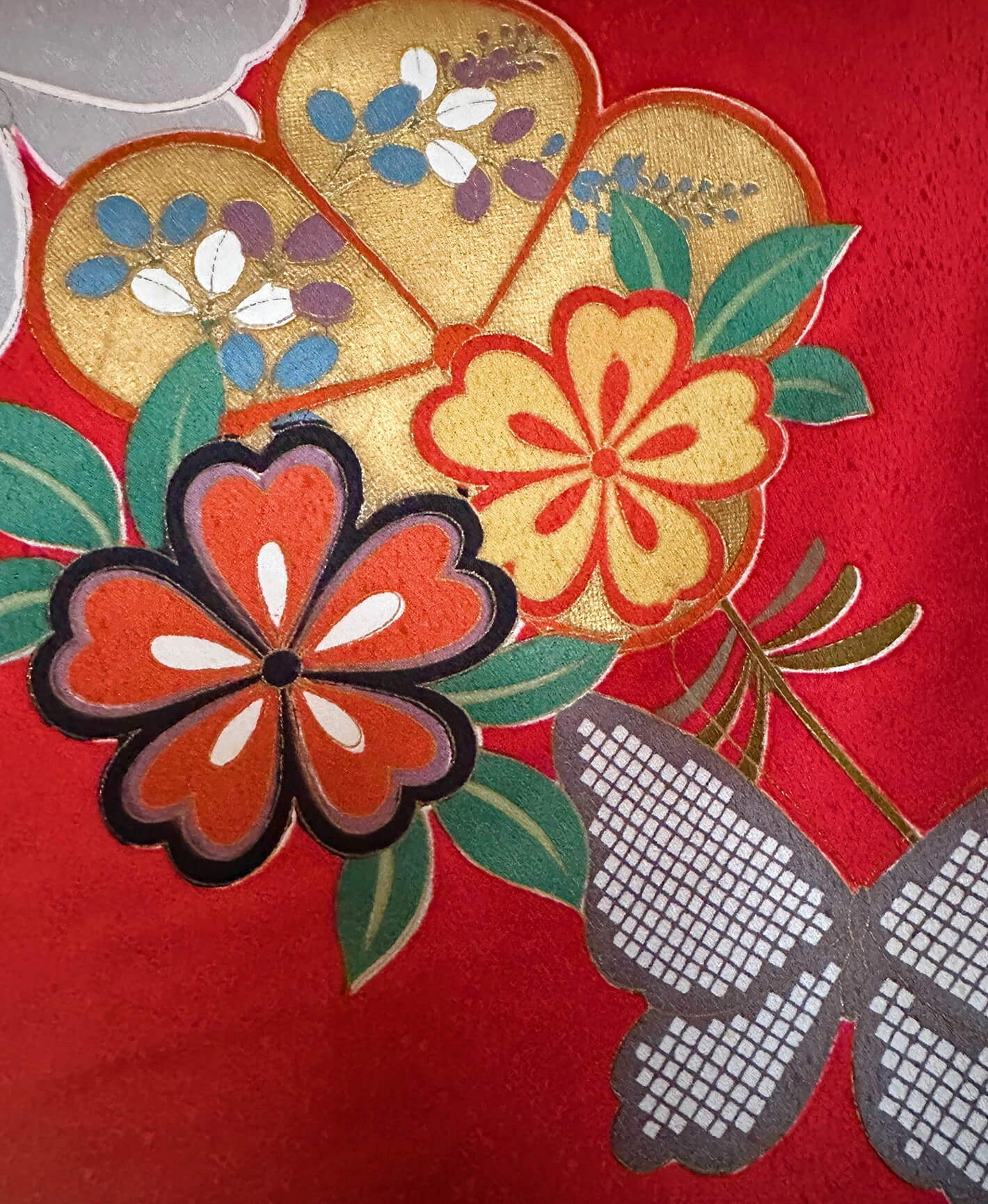 Deep Scarlet Butterfly Furisode - Image 8