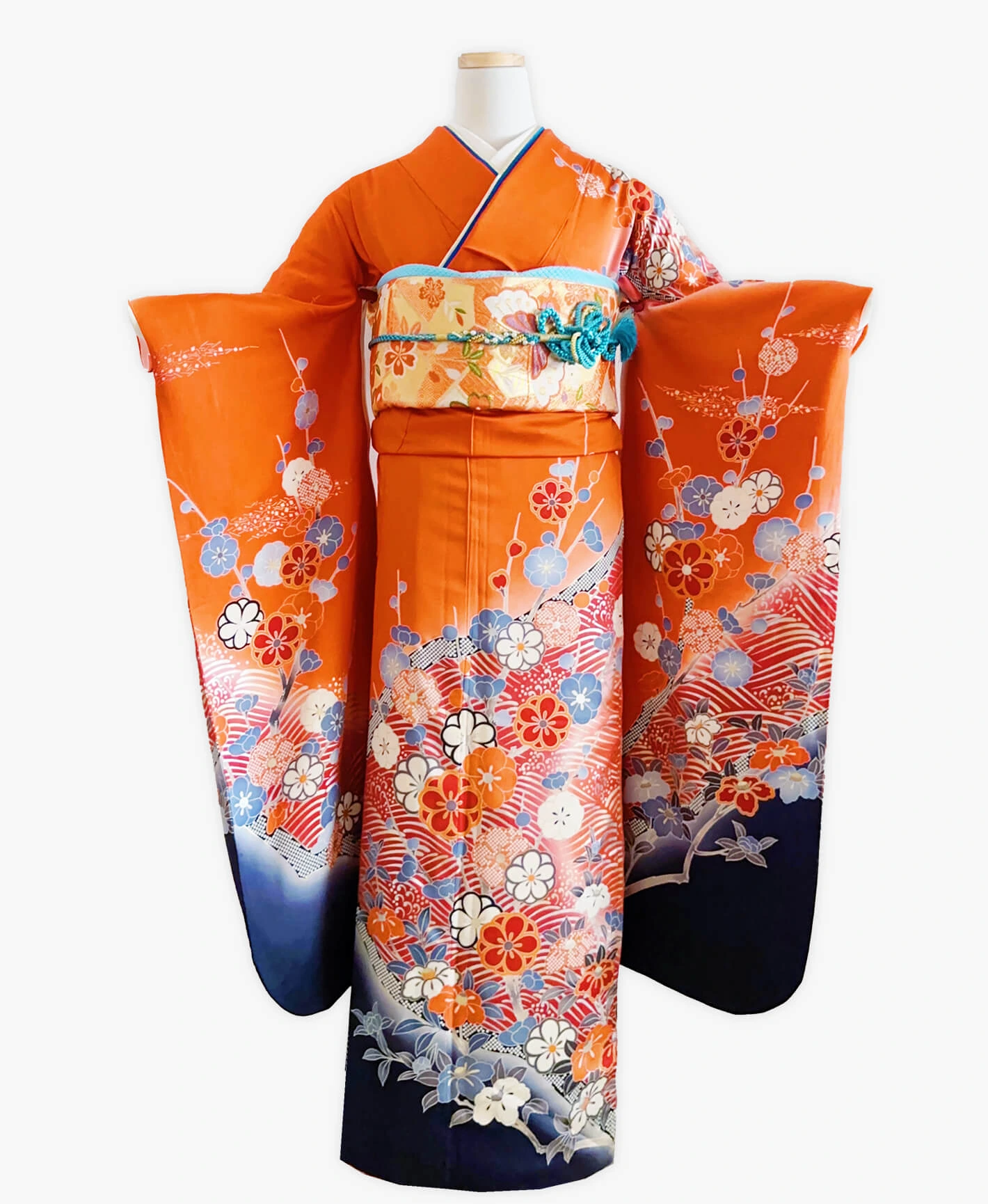 Orange Wave Furisode - Image 1