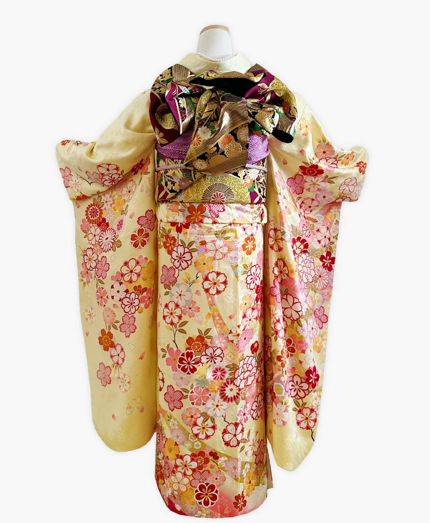 Pale Yellow Floral Furisode - Image 2