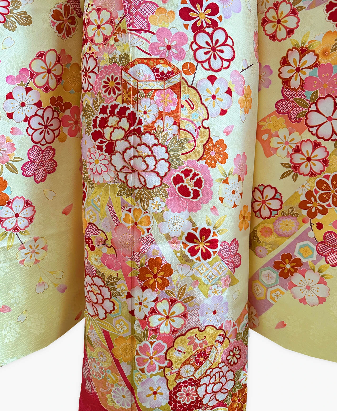 Pale Yellow Floral Furisode - Image 5