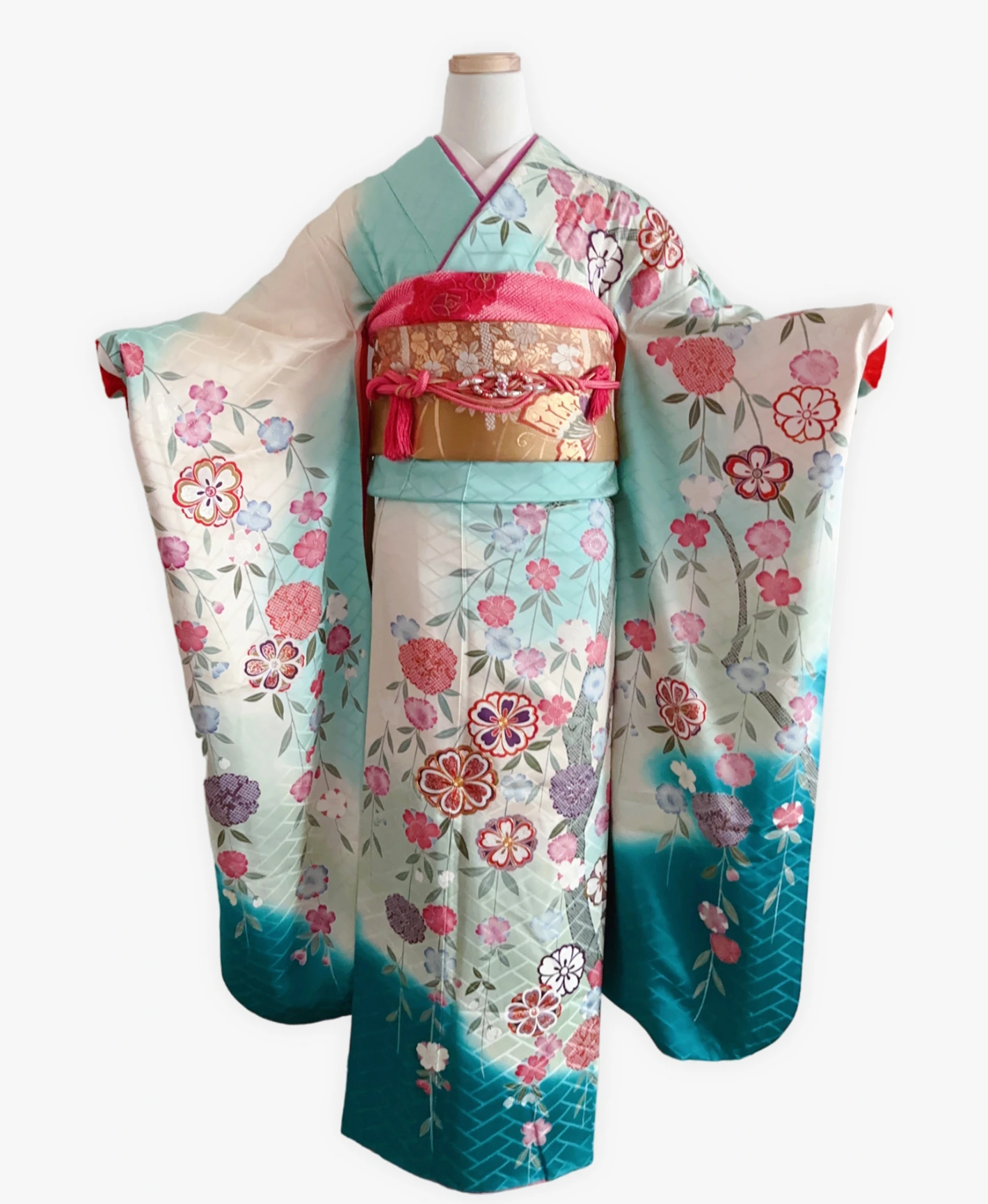Green Weeping Sakura Furisode - Image 1
