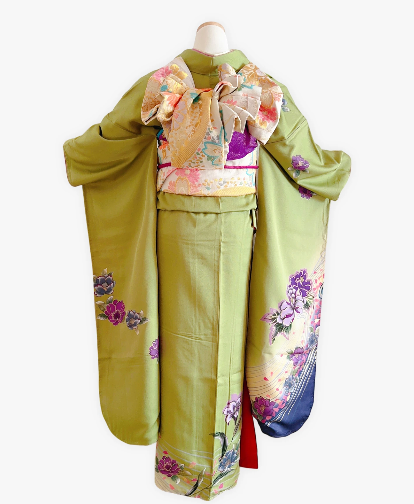 Blue Peony Stream Furisode - Image 2