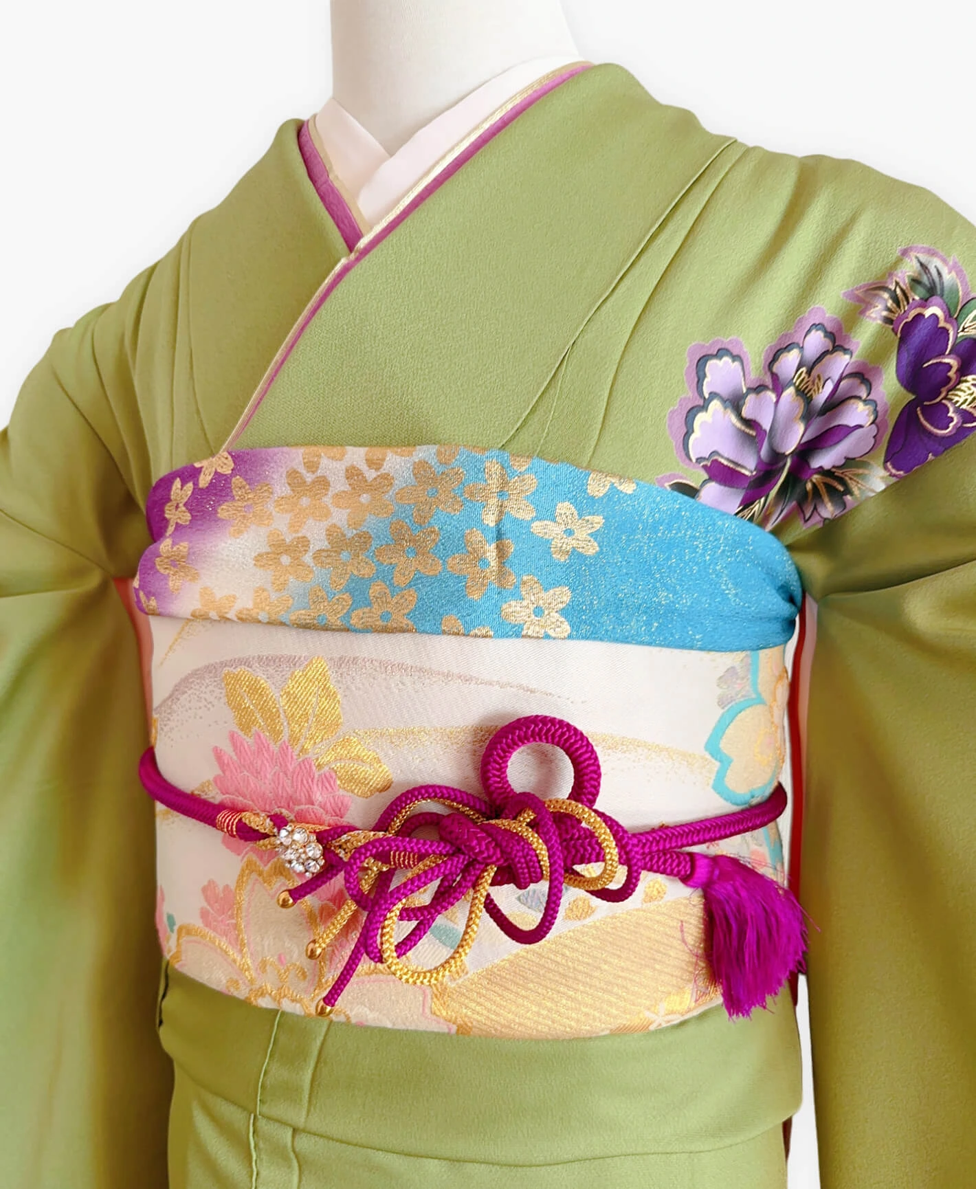 Blue Peony Stream Furisode - Image 3