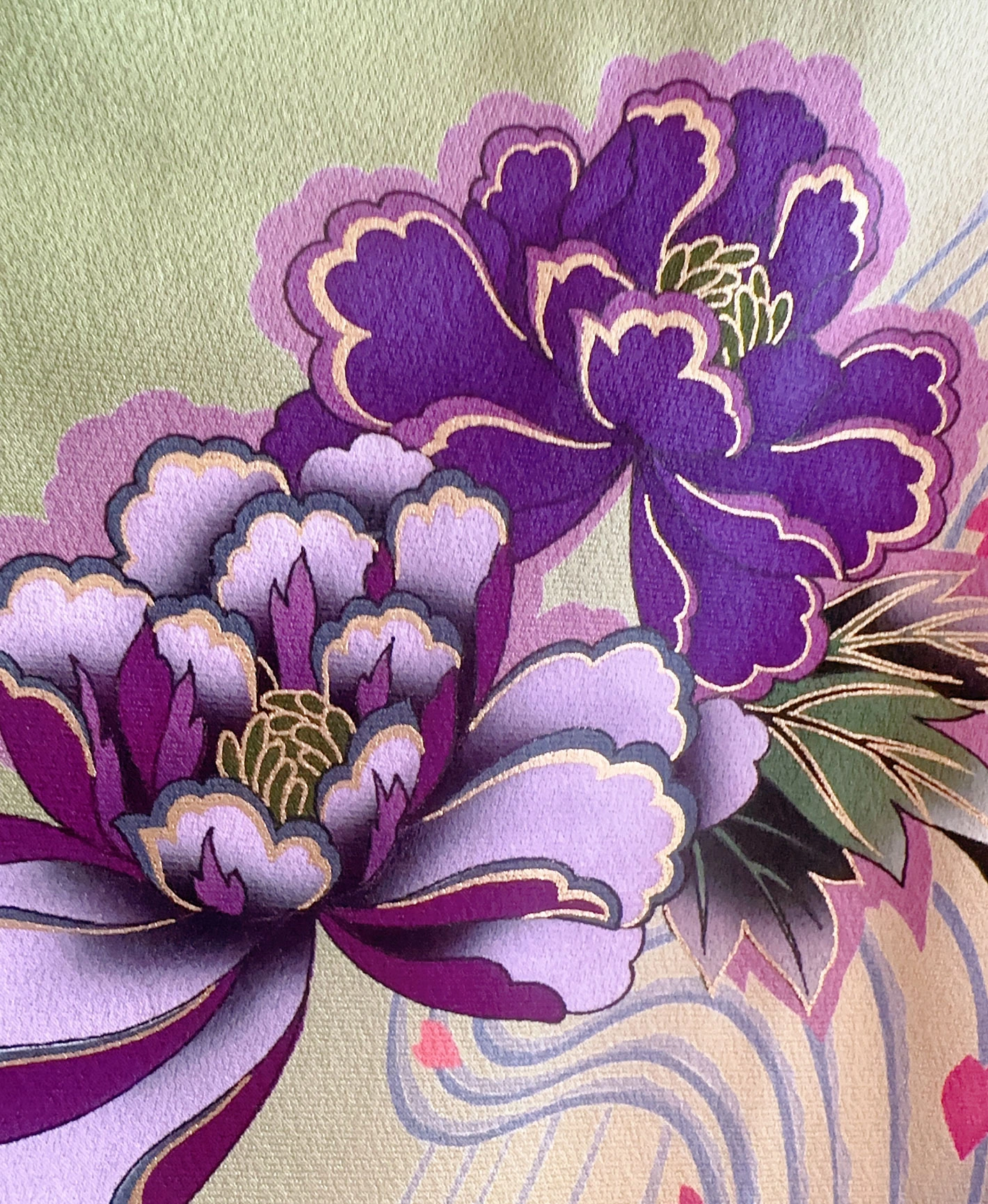 Blue Peony Stream Furisode - Image 7