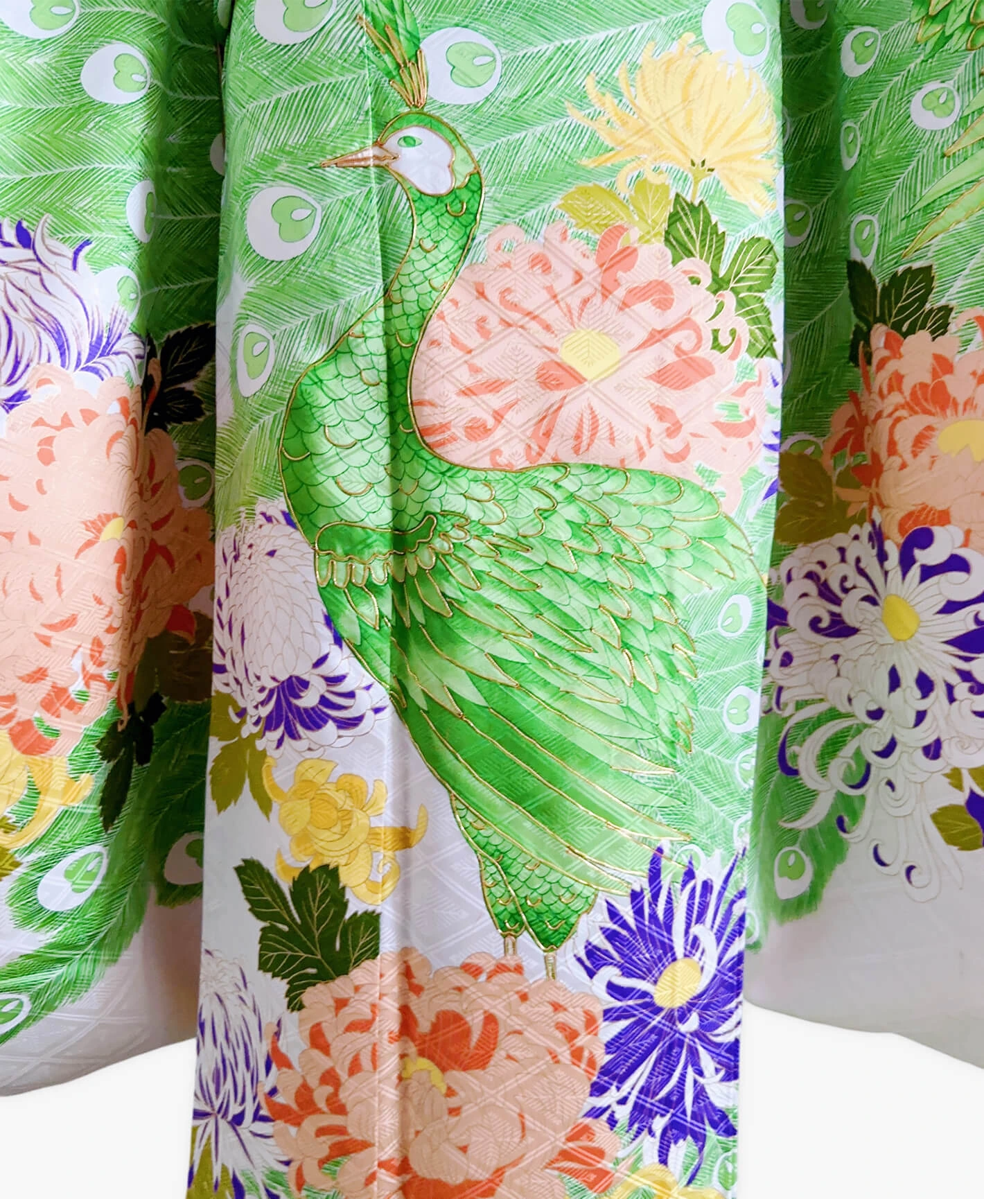 Green Peacock Peony Furisode - Image 5