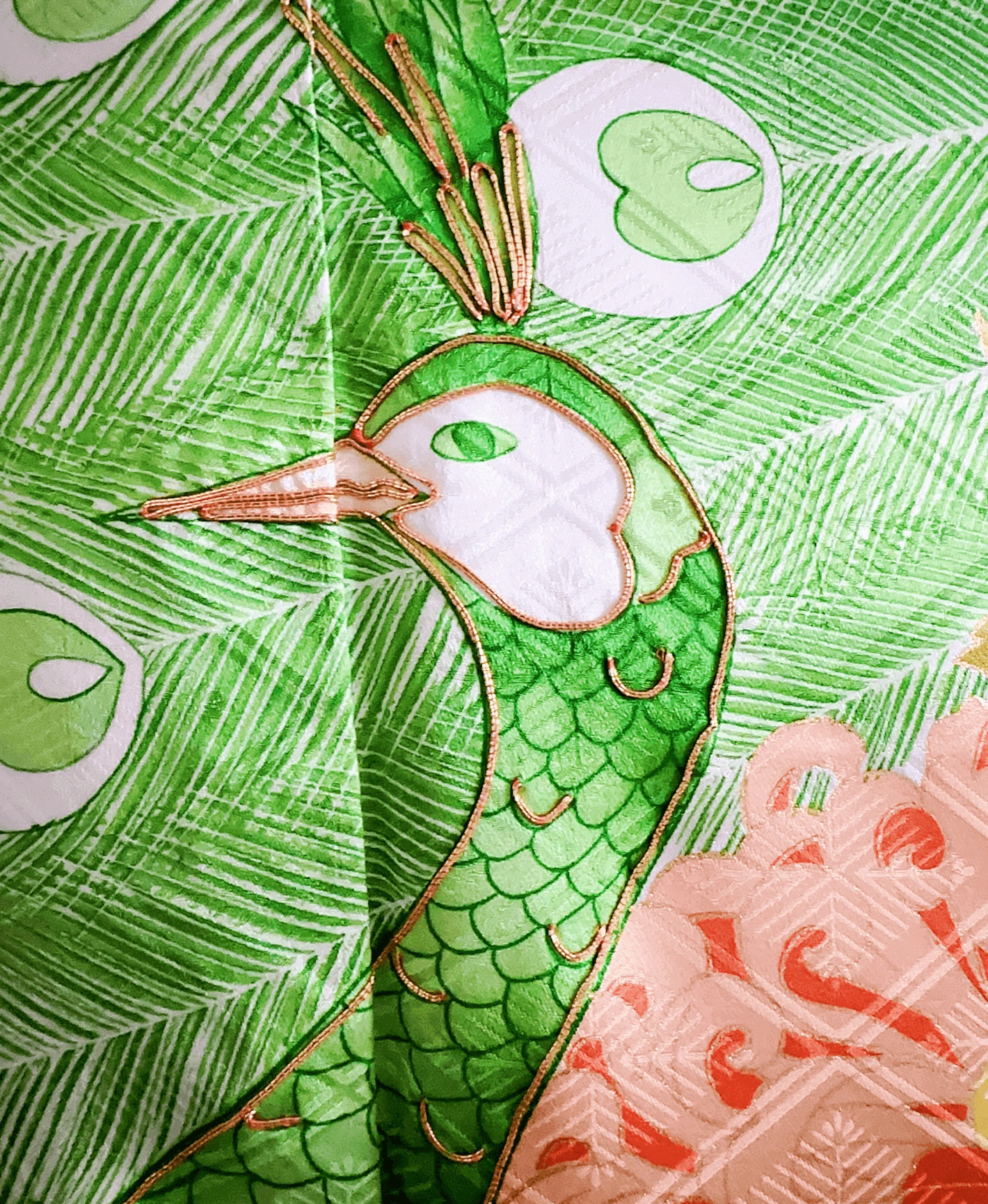 Green Peacock Peony Furisode - Image 6