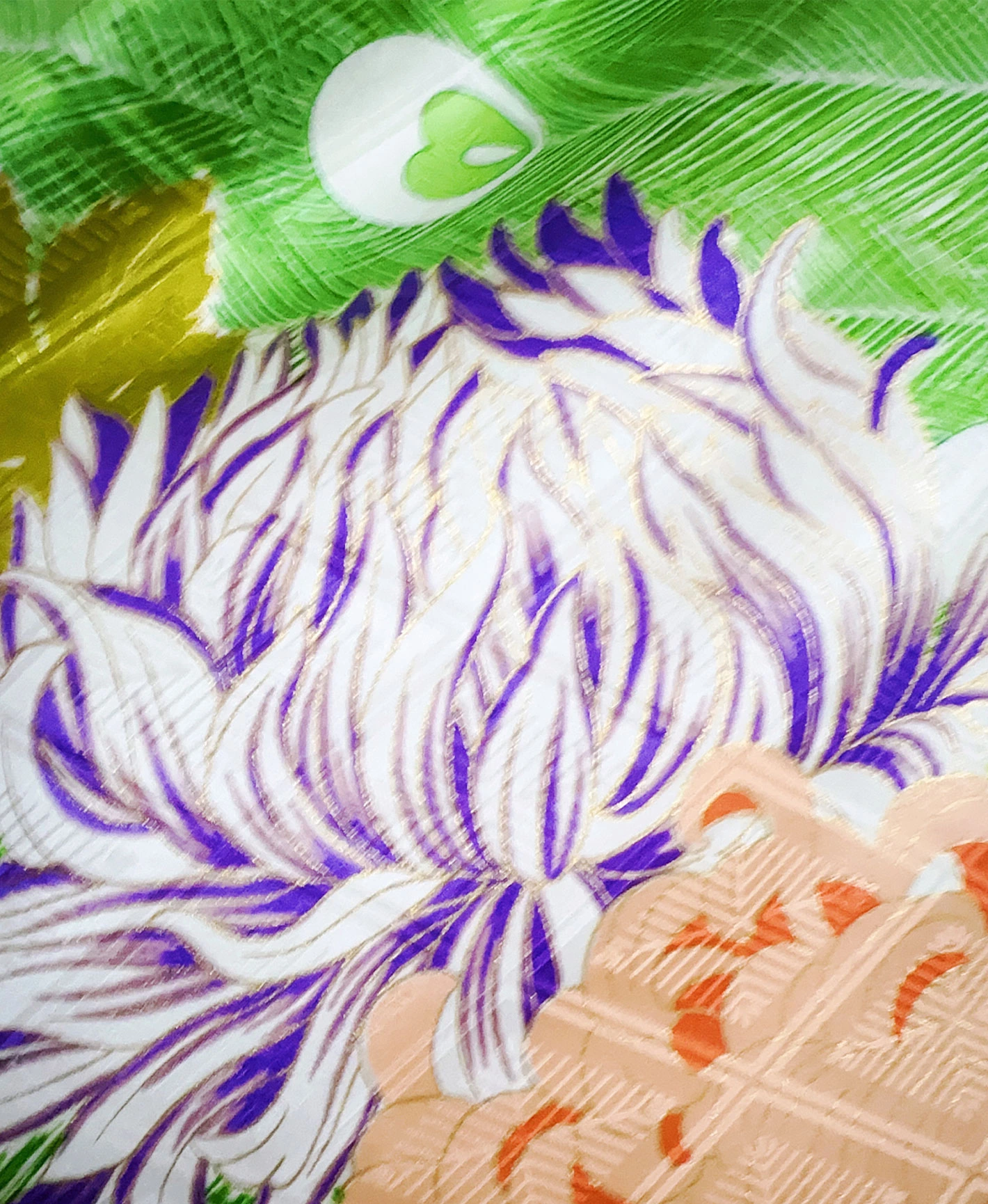 Green Peacock Peony Furisode - Image 8