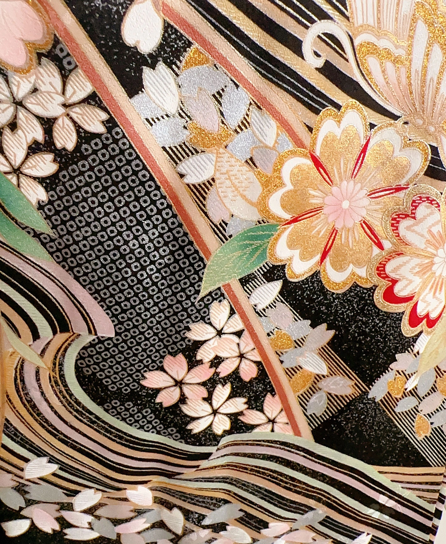 Dark Green Butterfly Stream Furisode - Image 8