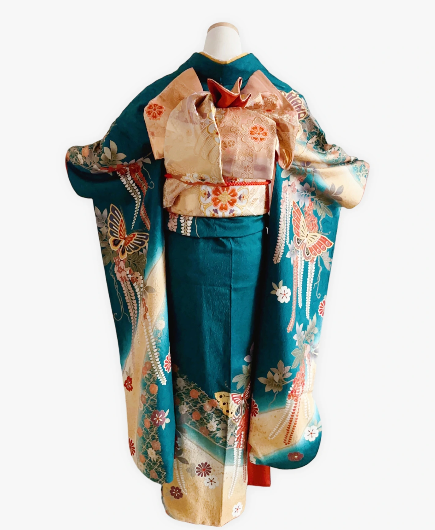 Dark Green Butterfly Furisode